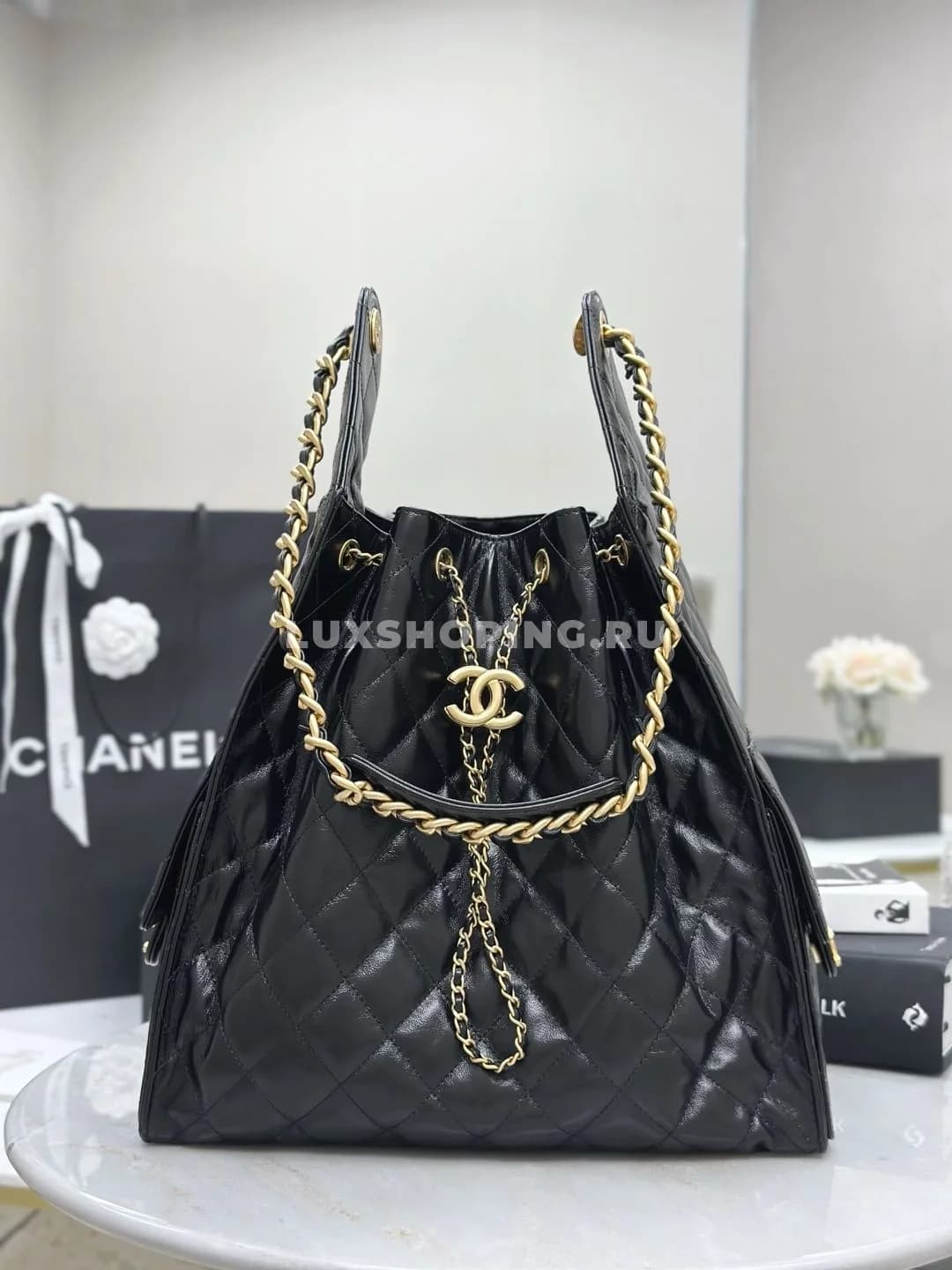 Сумка Chanel hobo 2025 черная 40×30×15 см - фото 9
