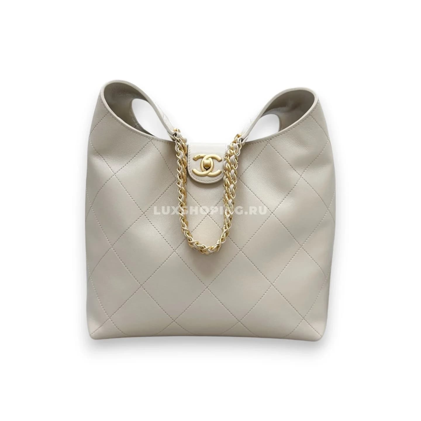 Сумка Chanel 25P Hobo бежевая 30×35×14 см