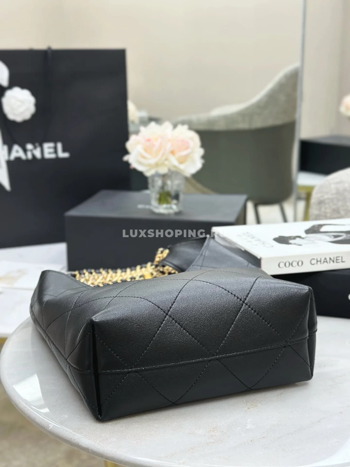 Сумка Chanel 25P Hobo черная  30×35×14 см - фото 6