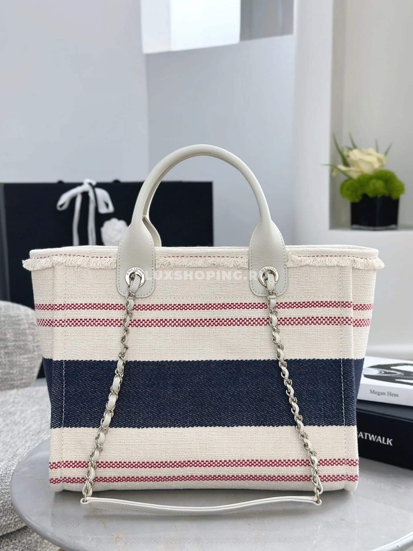 Пляжная сумка Chanel 33 см (красная с синим) - фото 2