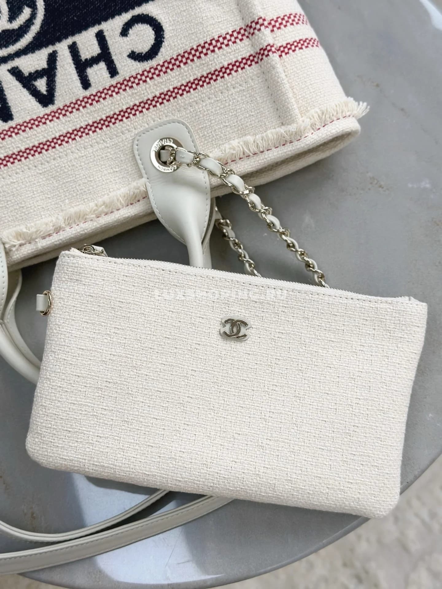 Пляжная сумка Chanel 33 см (красная с синим) - фото 9