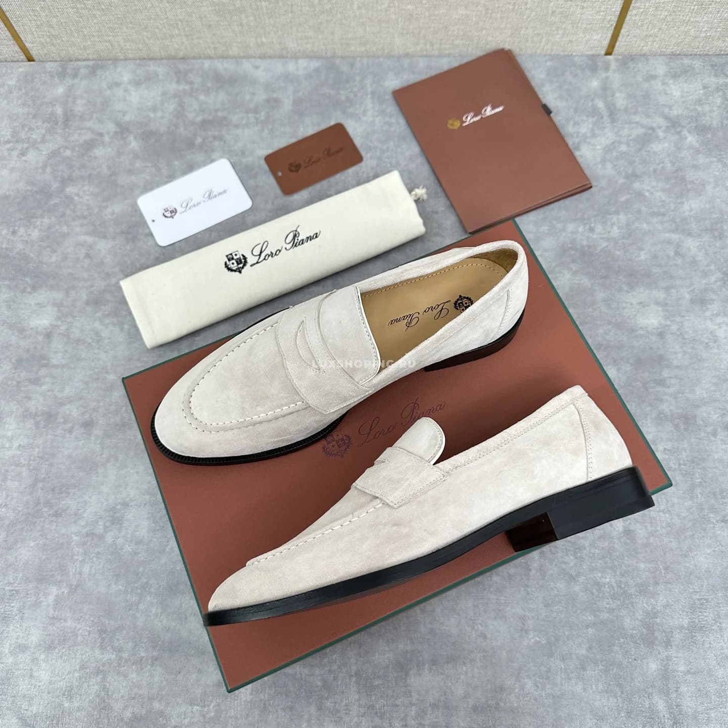 Лоферы Loro Piana белые замшевые - фото 8