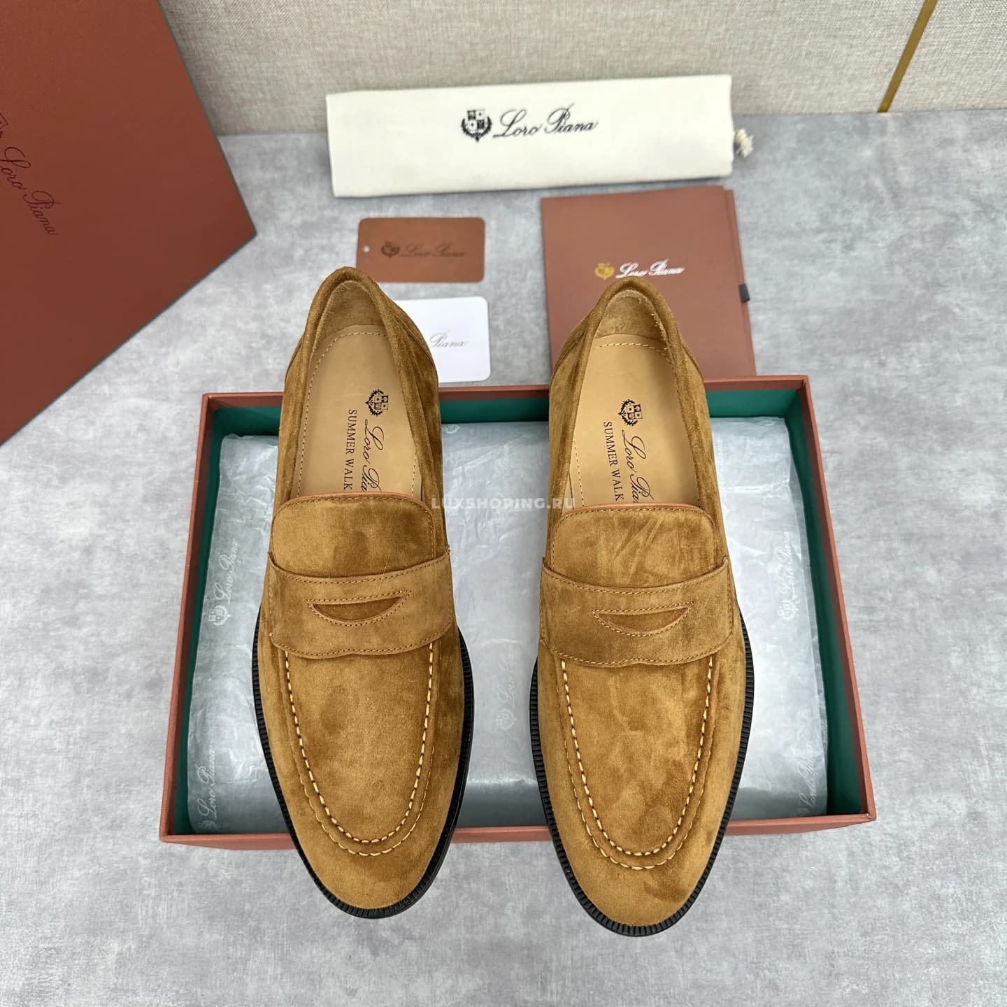 Лоферы Loro Piana коричневые замшевые - фото 8