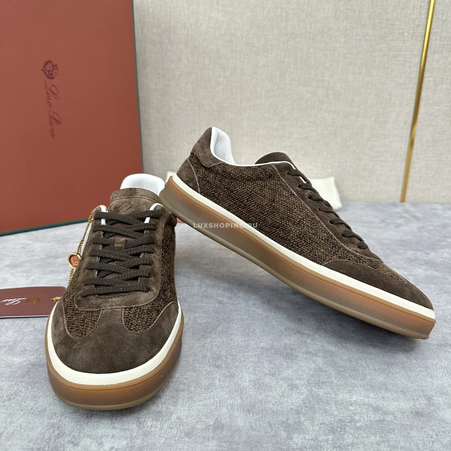 Кеды Loro Piana Trainer Sneakers коричневые - фото 3