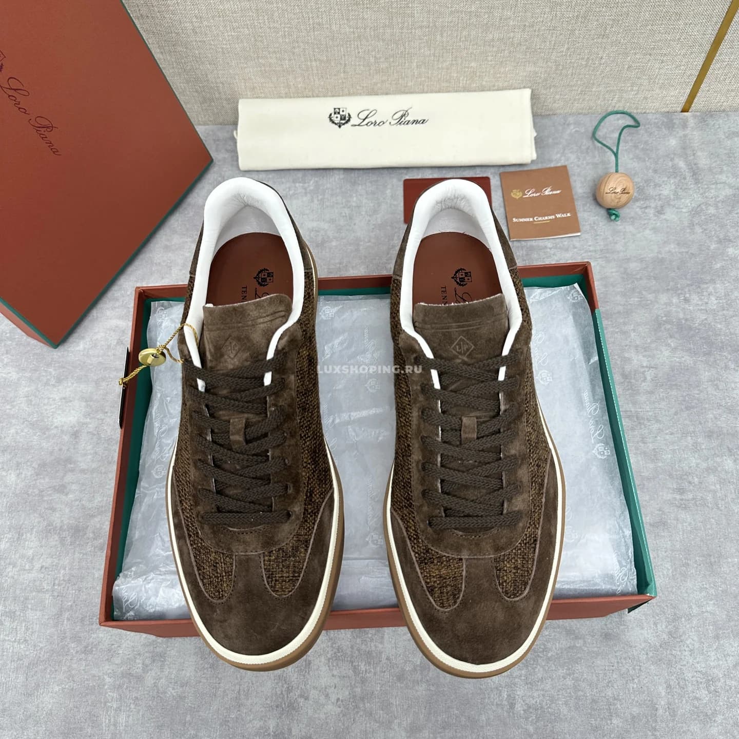 Кеды Loro Piana Trainer Sneakers коричневые - фото 5