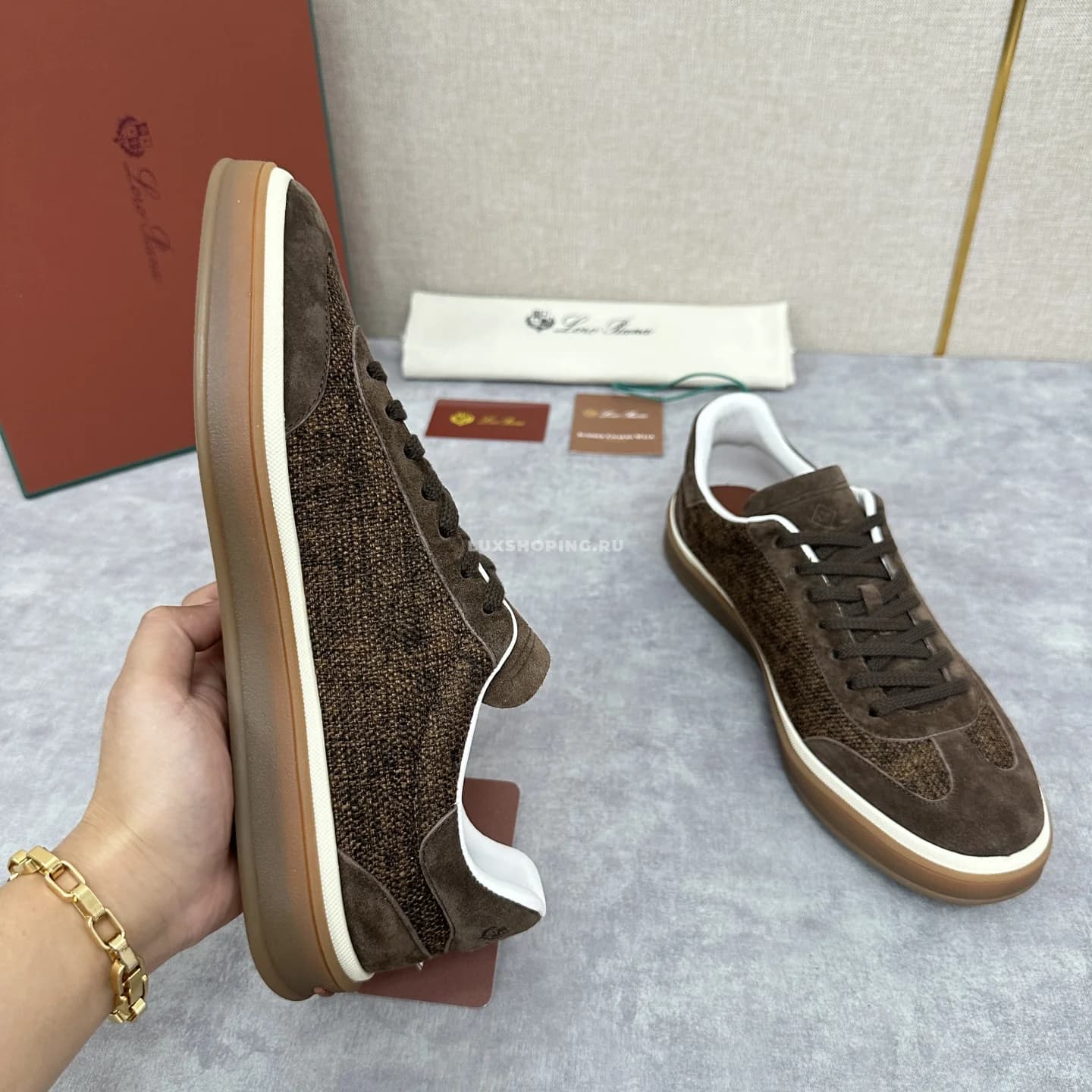 Кеды Loro Piana Trainer Sneakers коричневые - фото 6