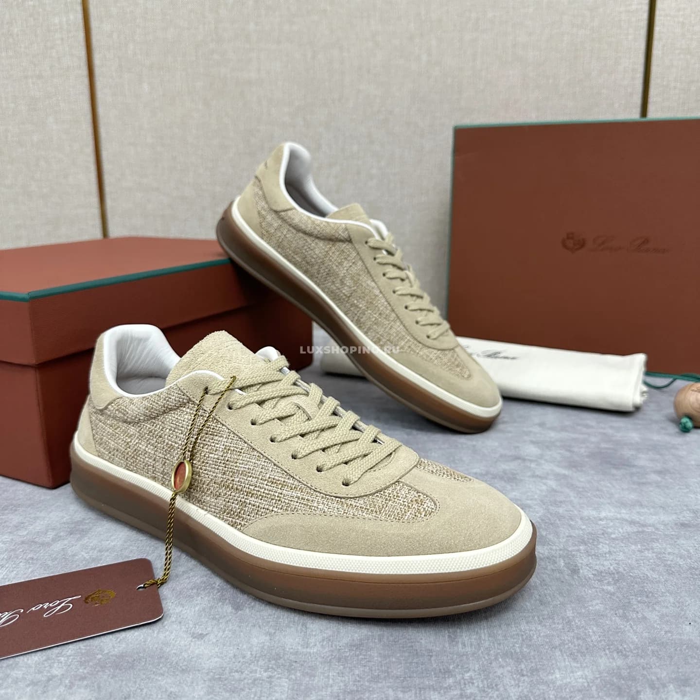 Кеды Loro Piana Trainer Sneakers песочные - фото 3