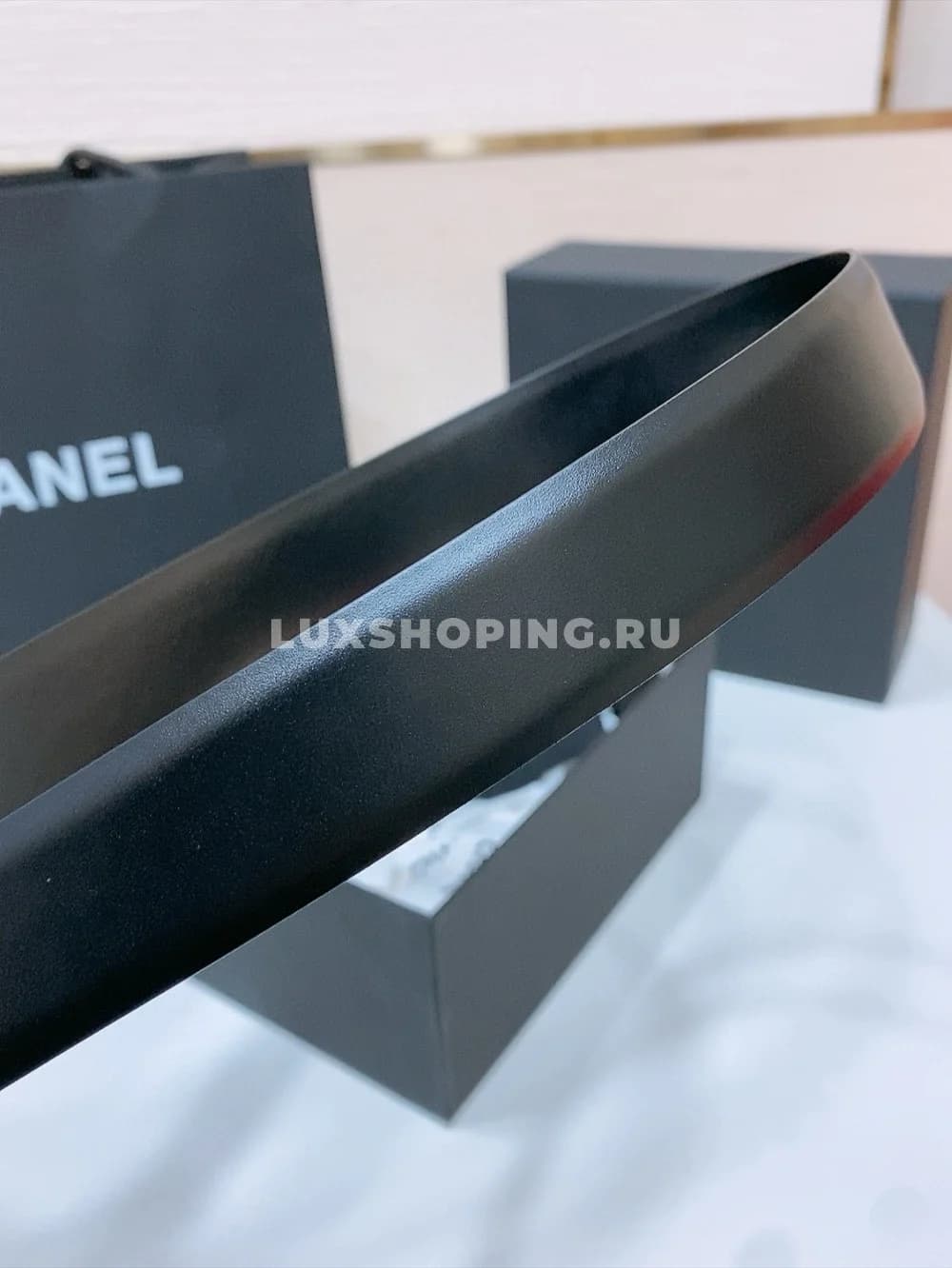 CHANEL Черный Кожаный ремень с камнями - фото 6