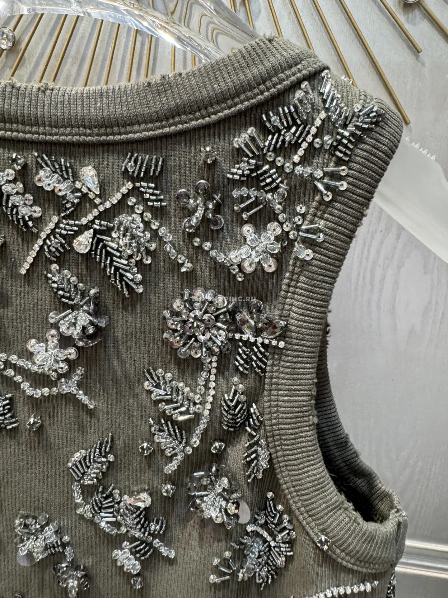 Хлопковая майка Miu Miu с бисером - фото 2