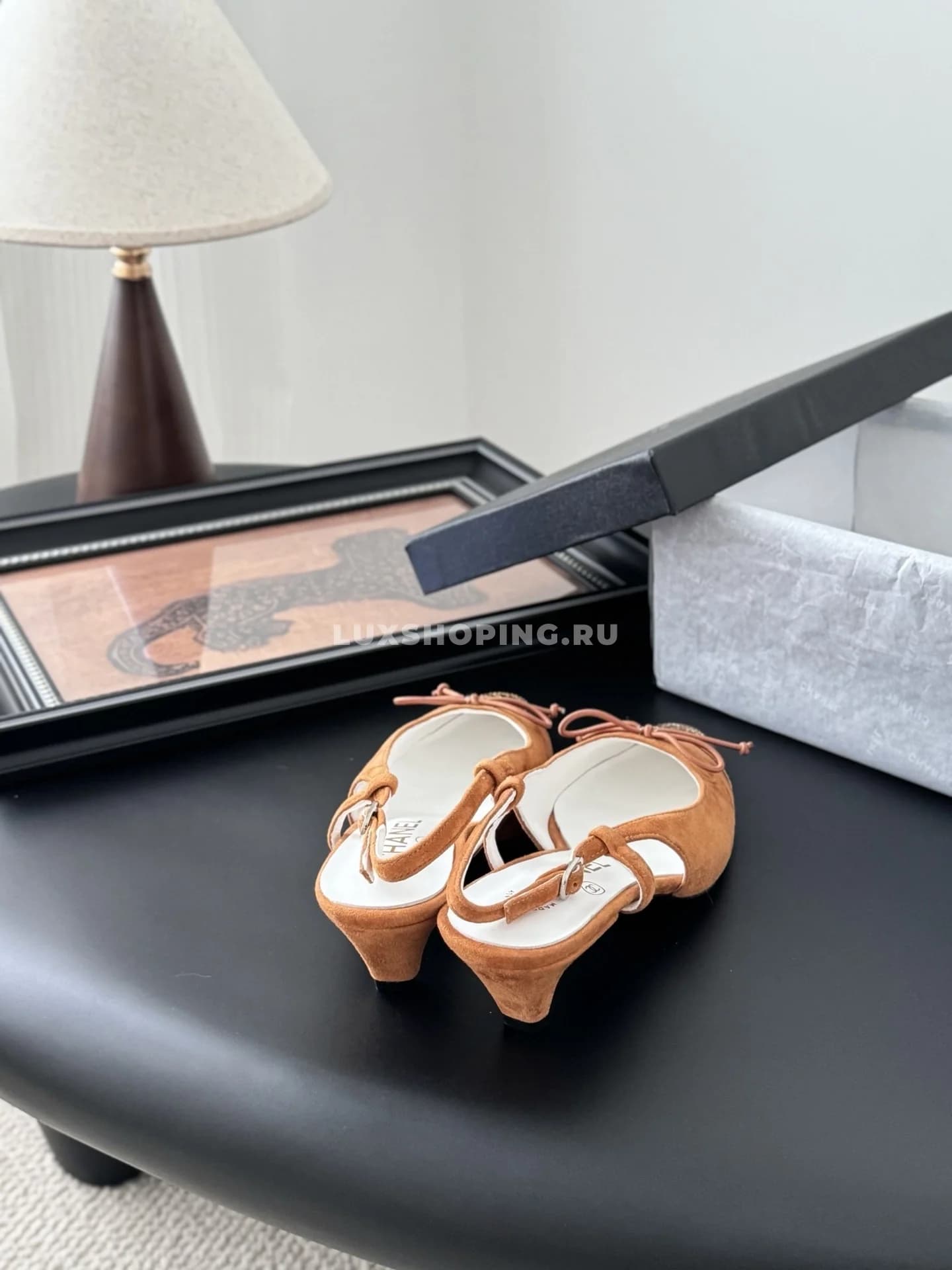 Босоножки Chanel Mary Jane 2025 с открытой пяткой на каблуке оранжевые - фото 5