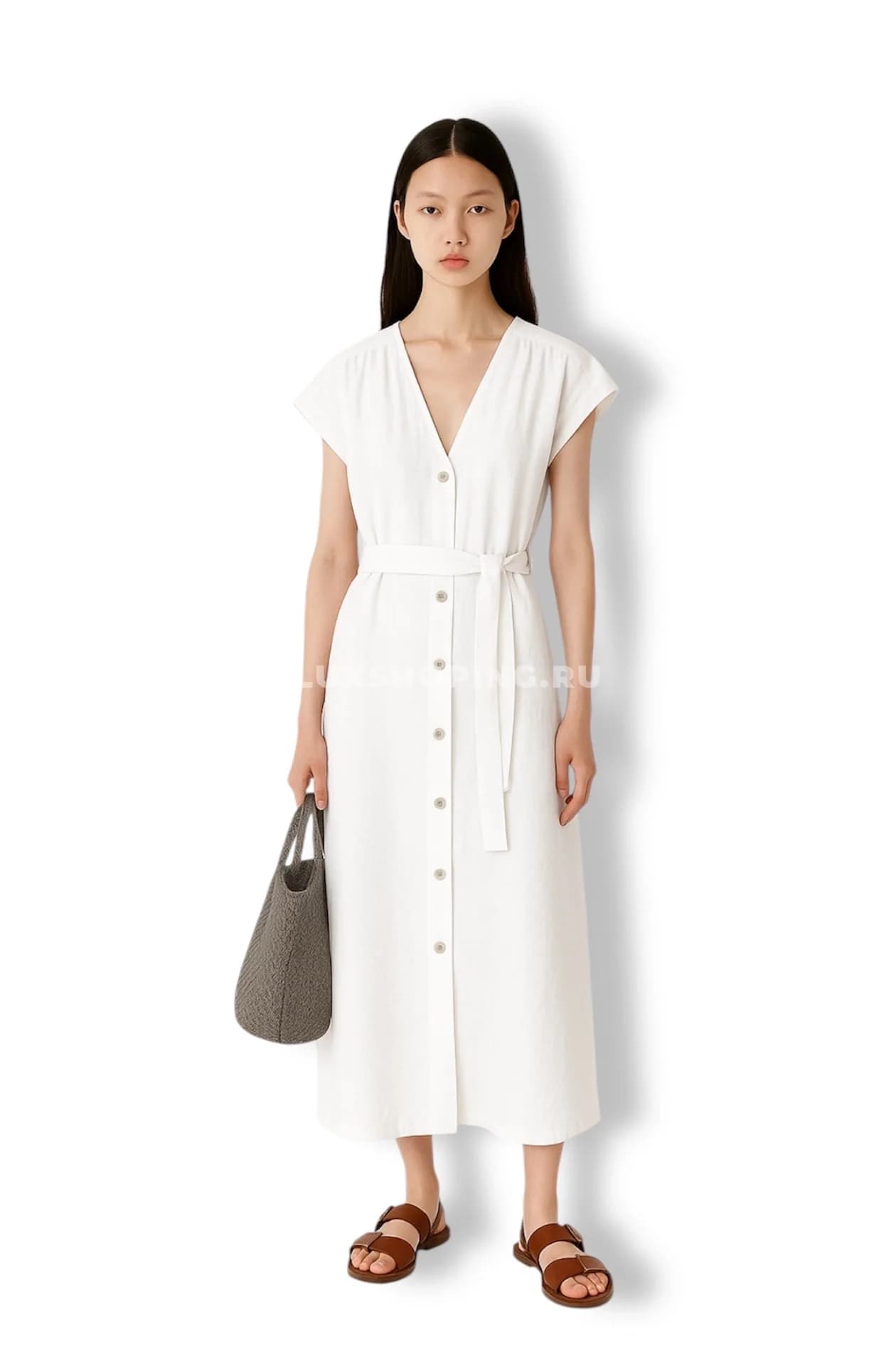 Loro Piana Платье из натурального льна белое