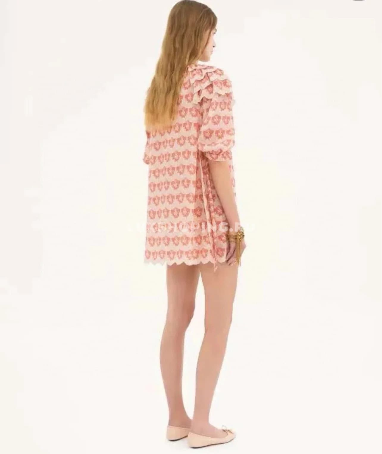 Chloé  Шелковое платье с принтом и рукавами-фонариками - фото 2