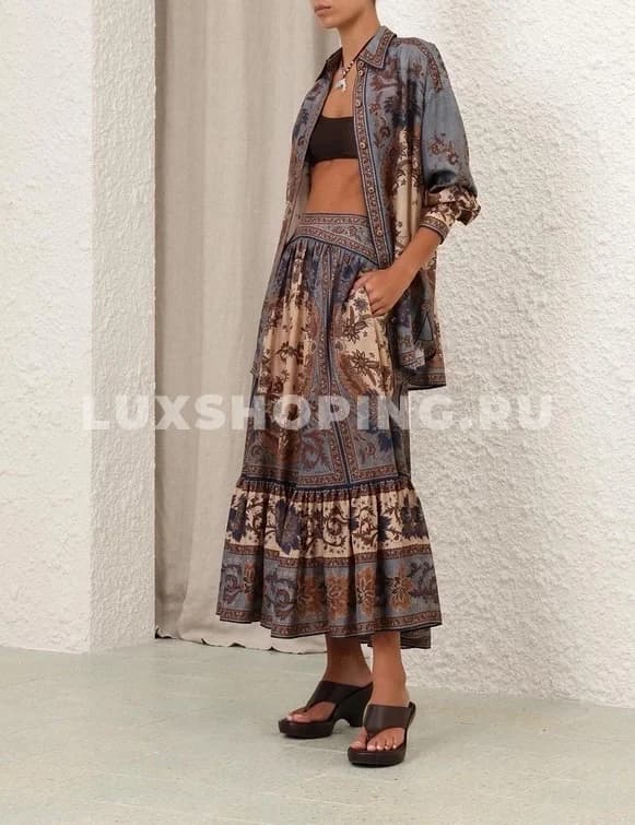 Zimmerman Элегантный шелковый комплект из рубашки и юбки - фото 9