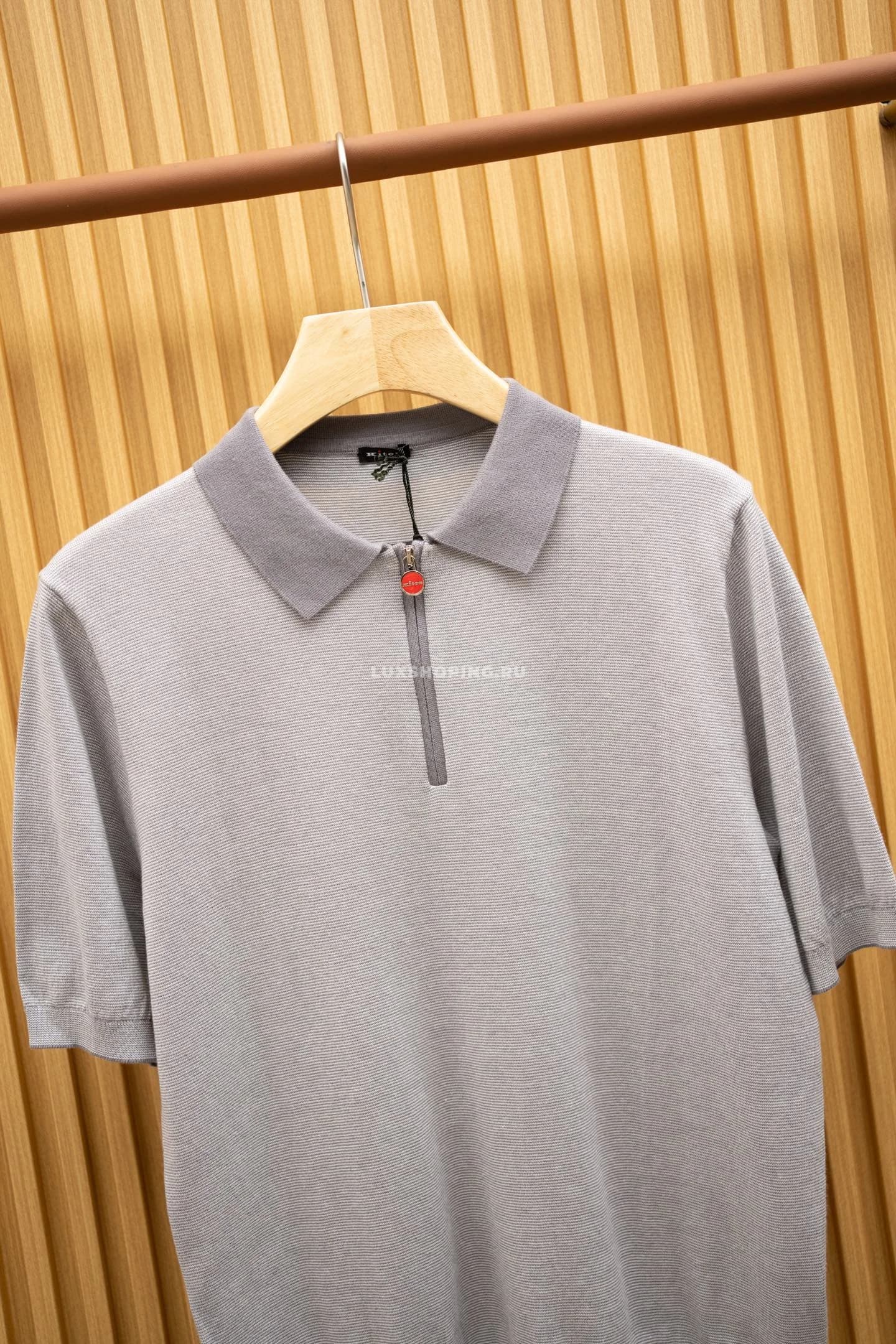 Футболка Kiton Grey Zipper Polo - фото 4