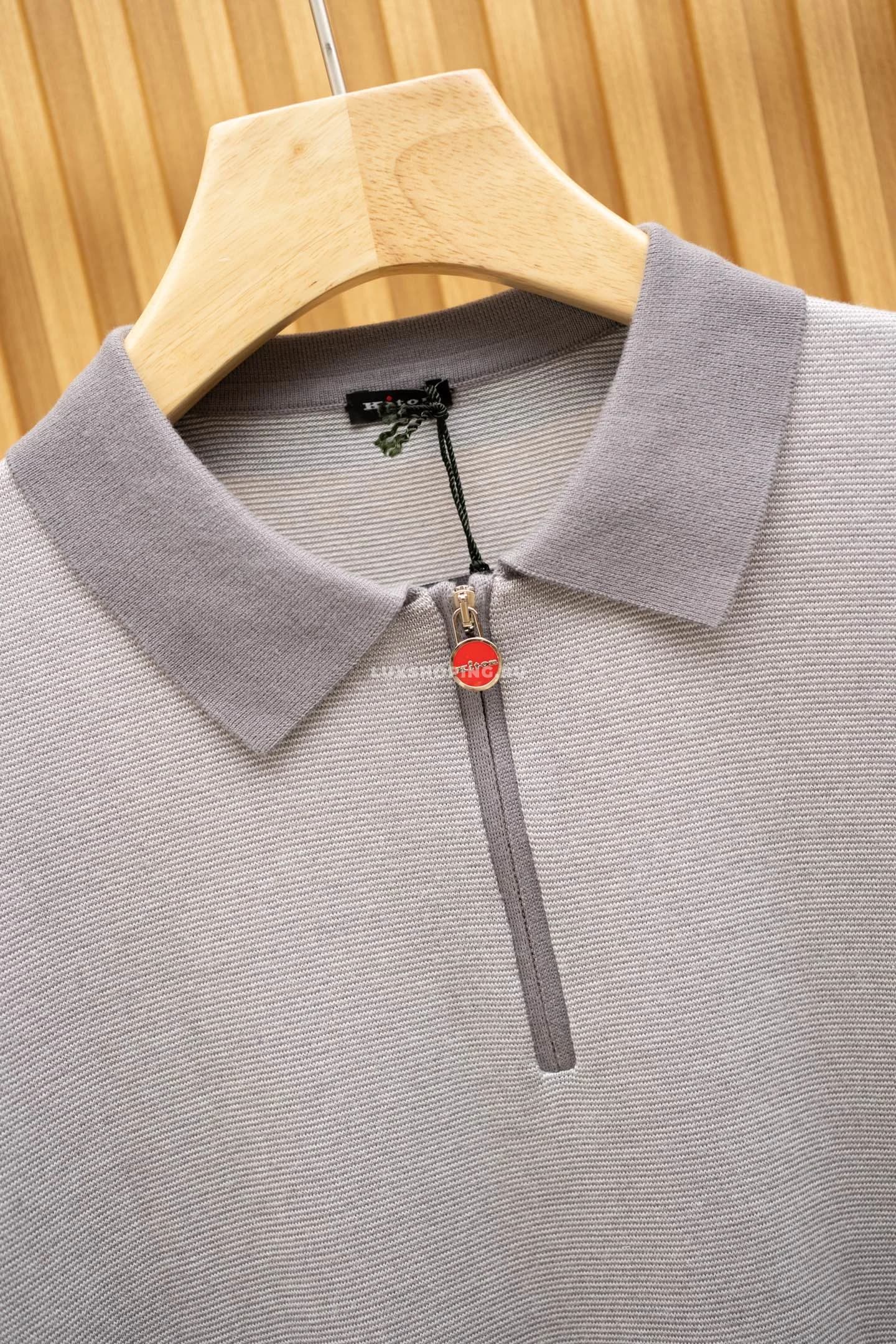Футболка Kiton Grey Zipper Polo - фото 5