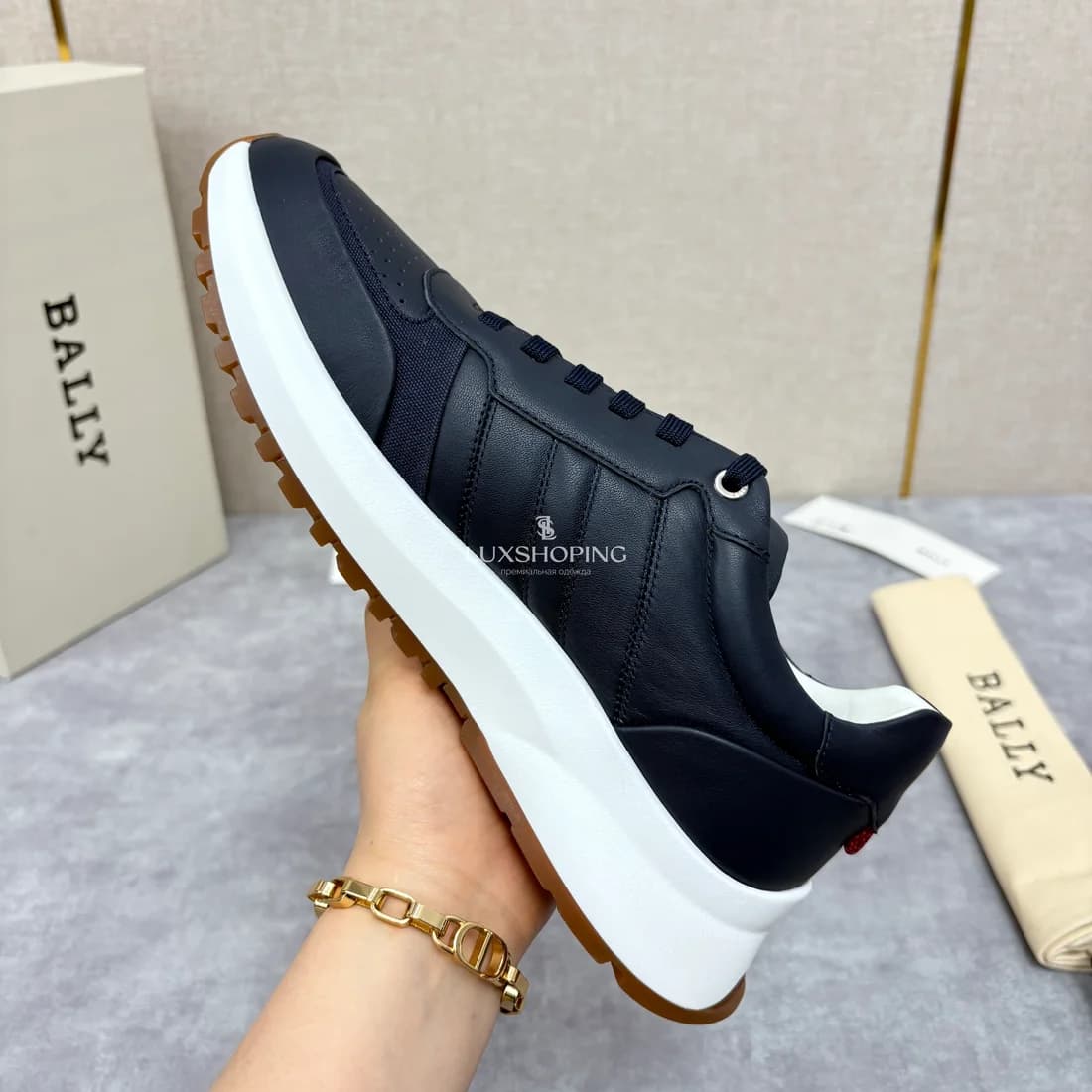 Кроссовки Bally мужские синие с белой подошвой - фото 10