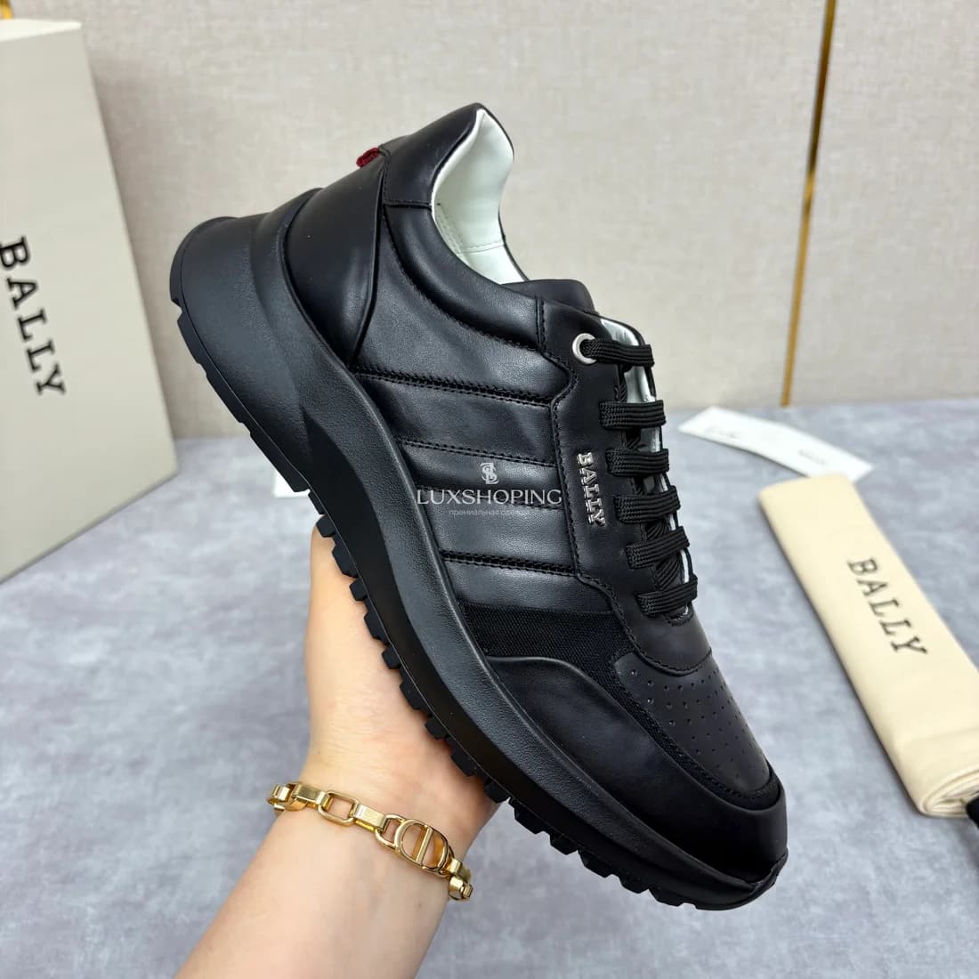 Кроссовки Bally мужские черные с черной подошвой - фото 8