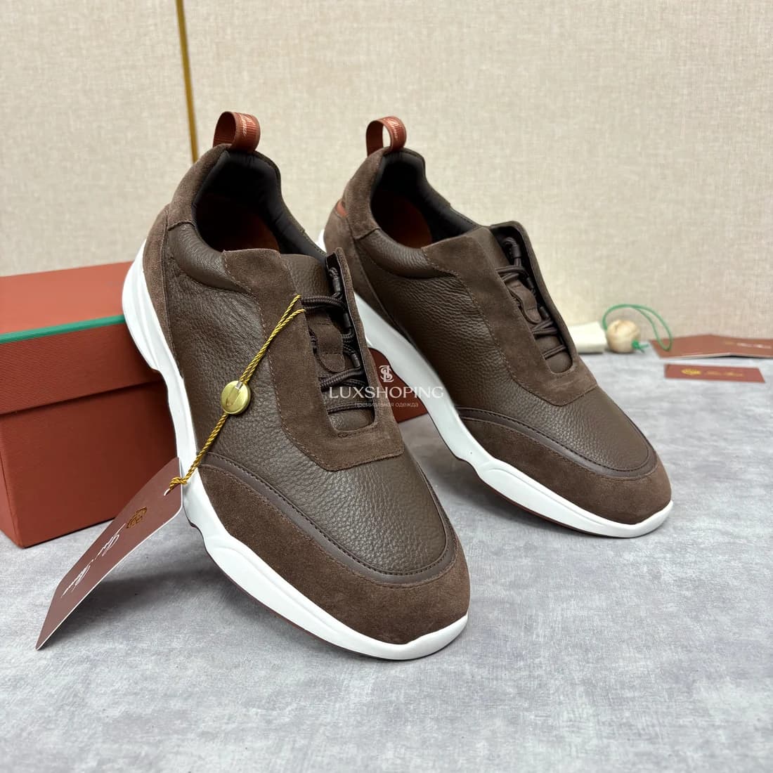 Кроссовки Loro Piana темно-коричневые - фото 3