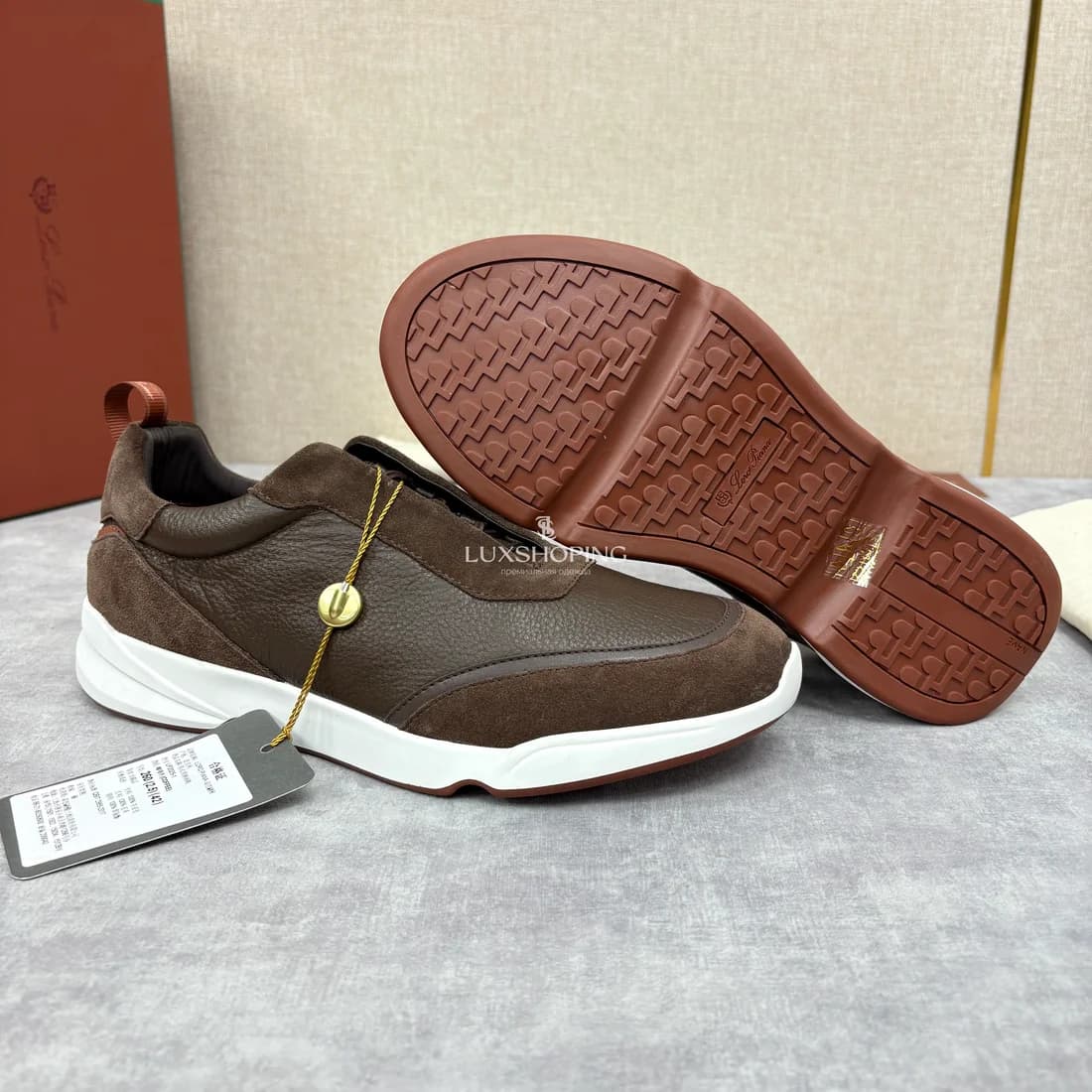 Кроссовки Loro Piana темно-коричневые - фото 6