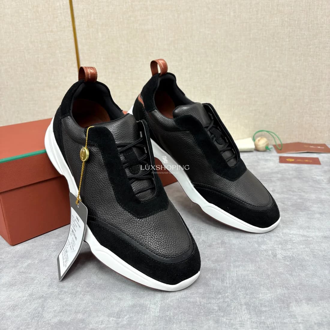 Кроссовки Loro Piana черные - фото 3