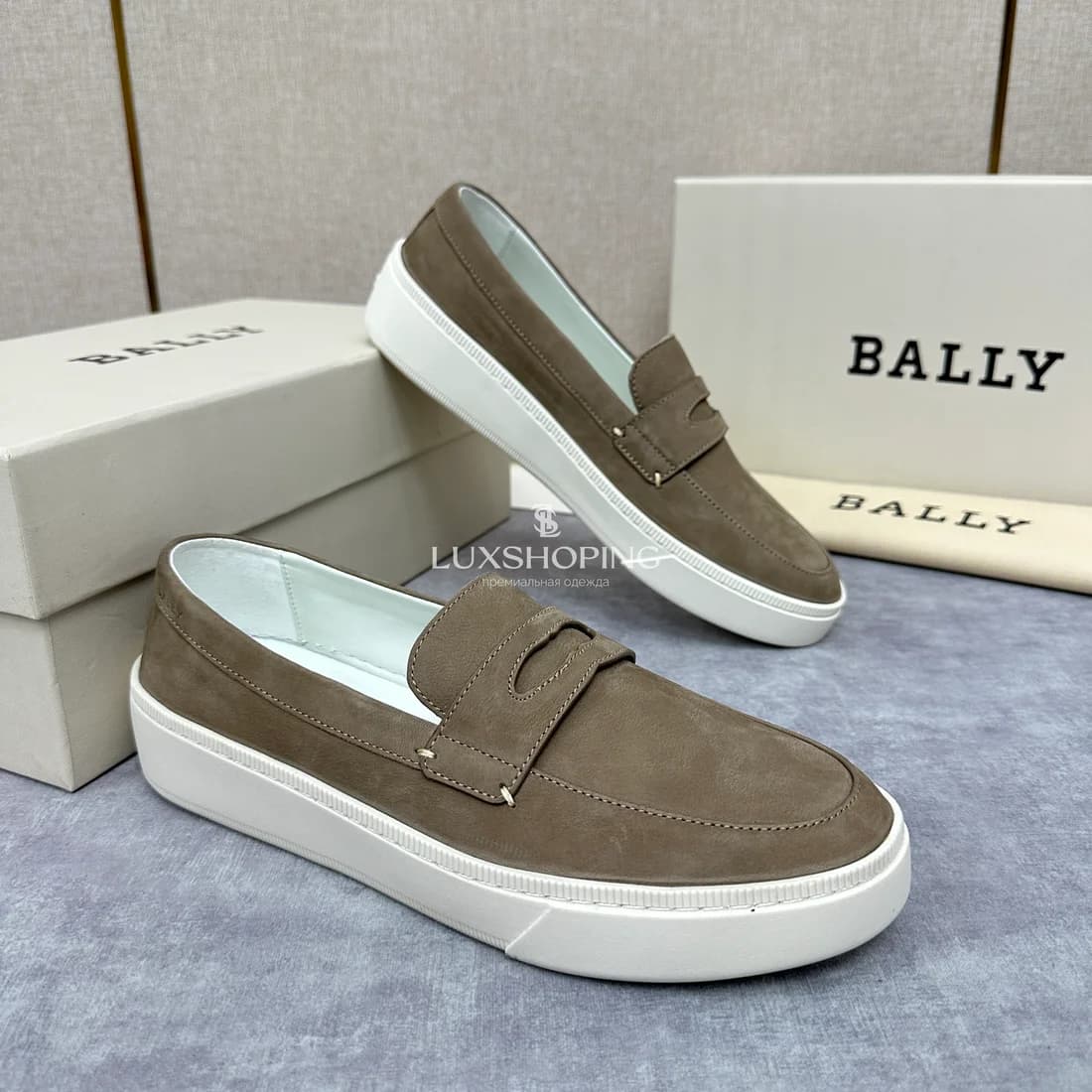 Слипоны Bally мужские бежевые - фото 3