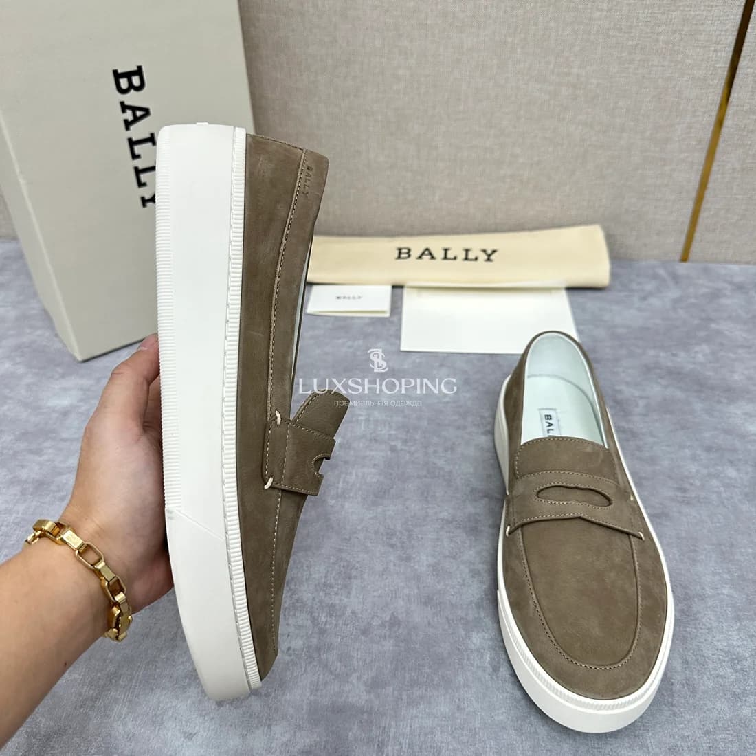 Слипоны Bally мужские бежевые - фото 5