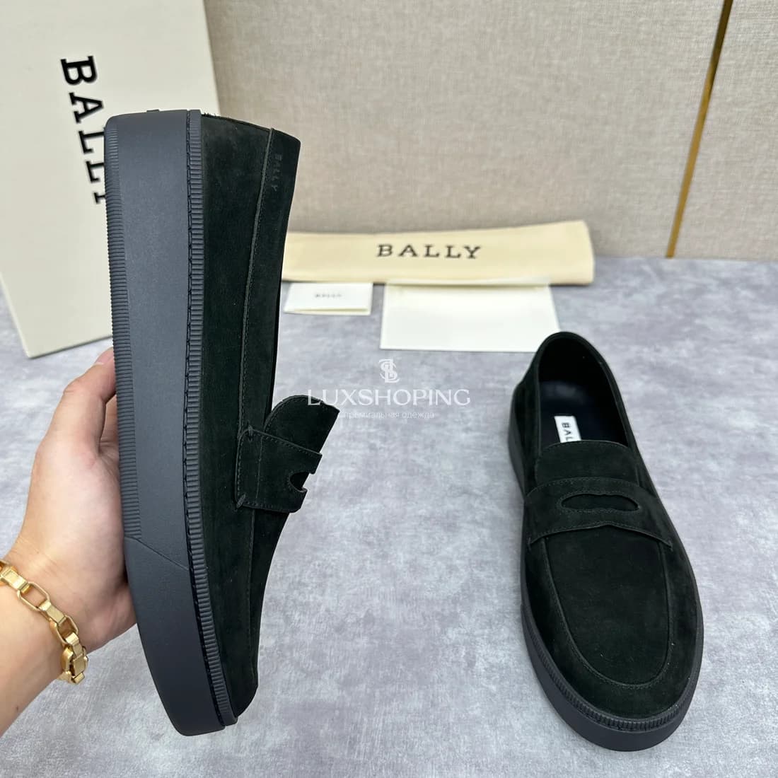 Слипоны Bally мужские черные на черной подошве - фото 5