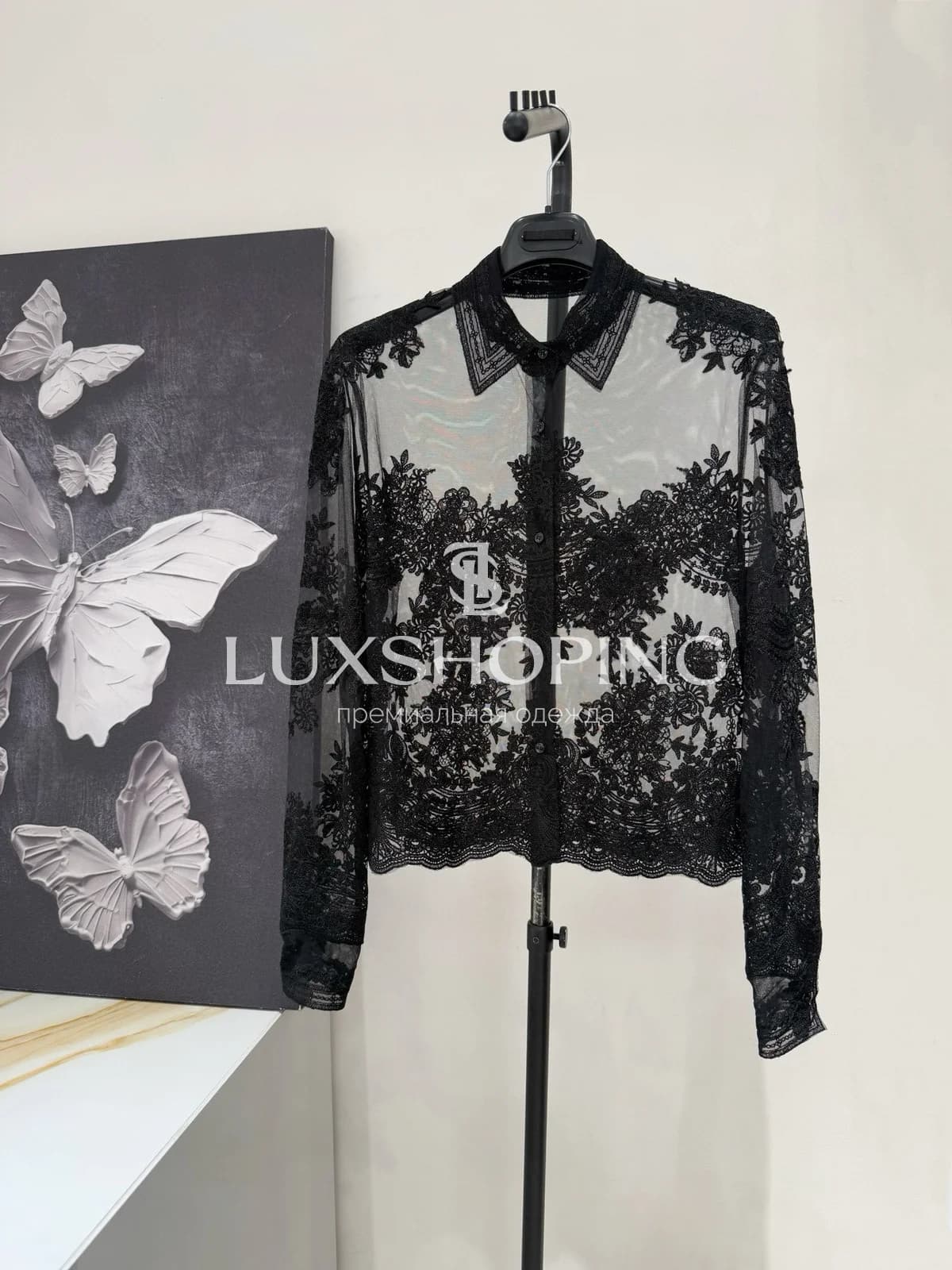 Прозрачная блузка Ermanno Scervino черная - фото 2