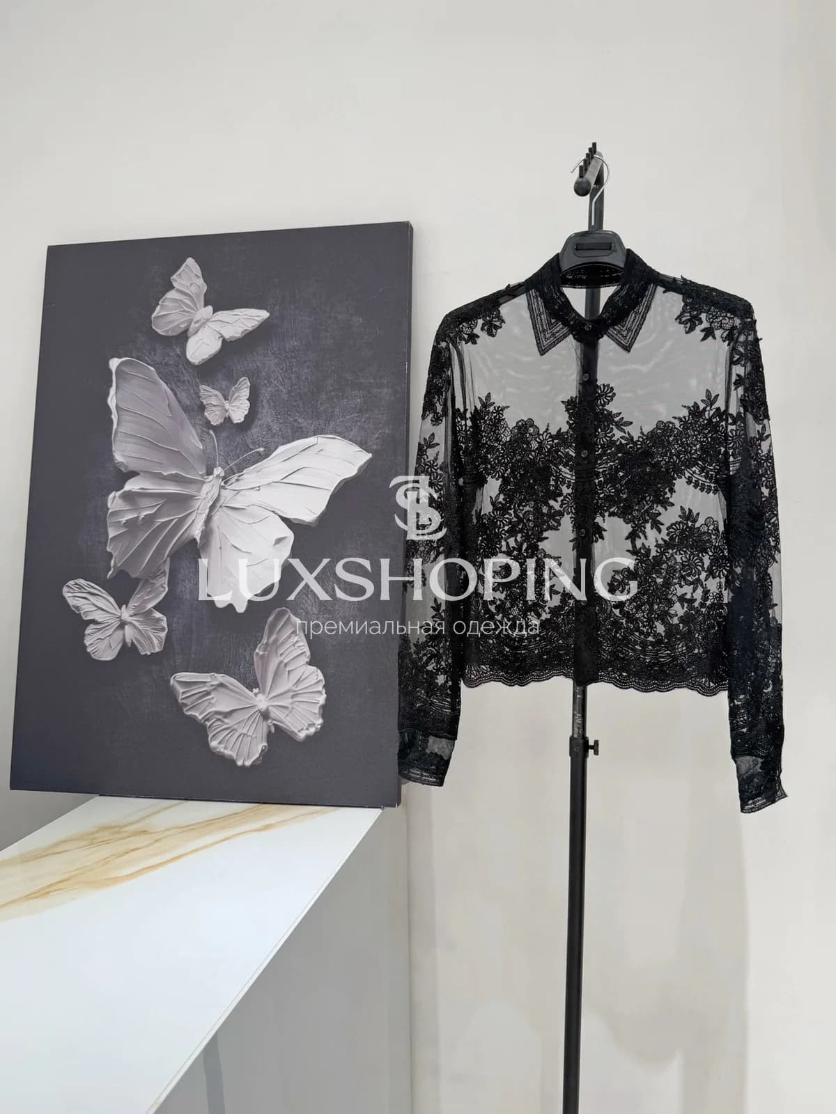 Прозрачная блузка Ermanno Scervino черная - фото 3