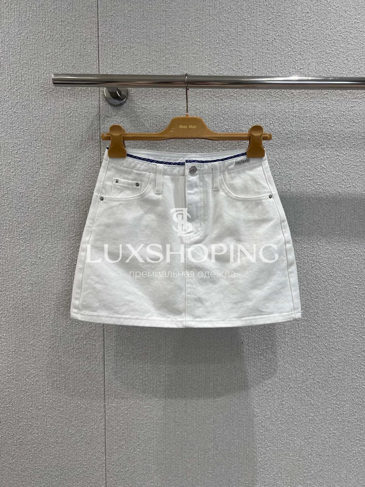 Юбка джинсовая Miu Miu с вышивкой - фото 2