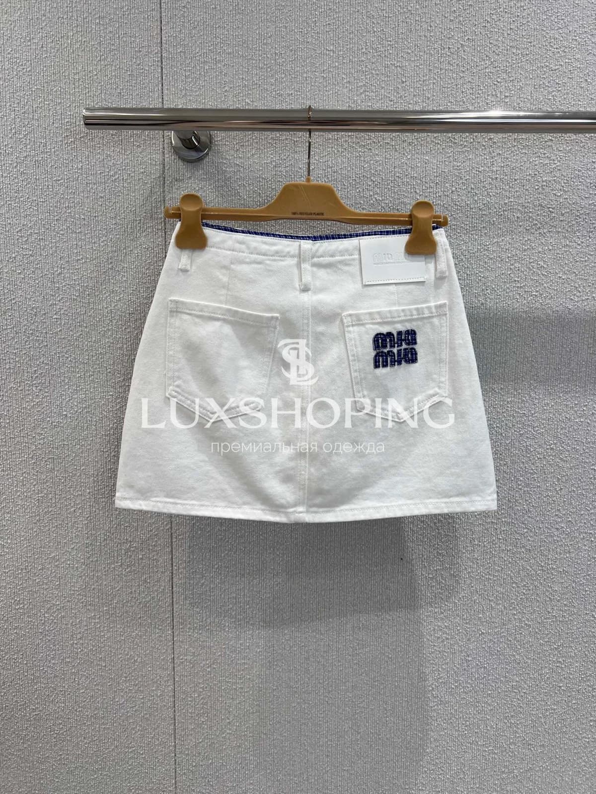 Юбка джинсовая Miu Miu с вышивкой - фото 3