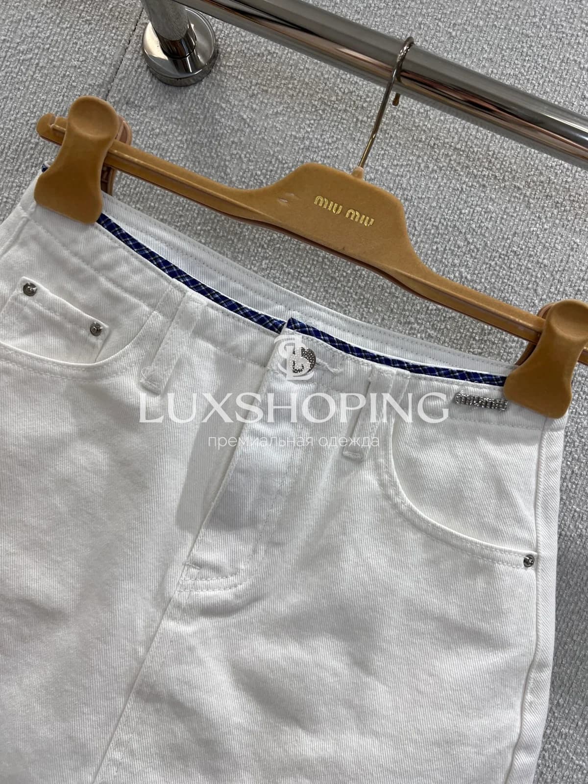 Юбка джинсовая Miu Miu с вышивкой - фото 4