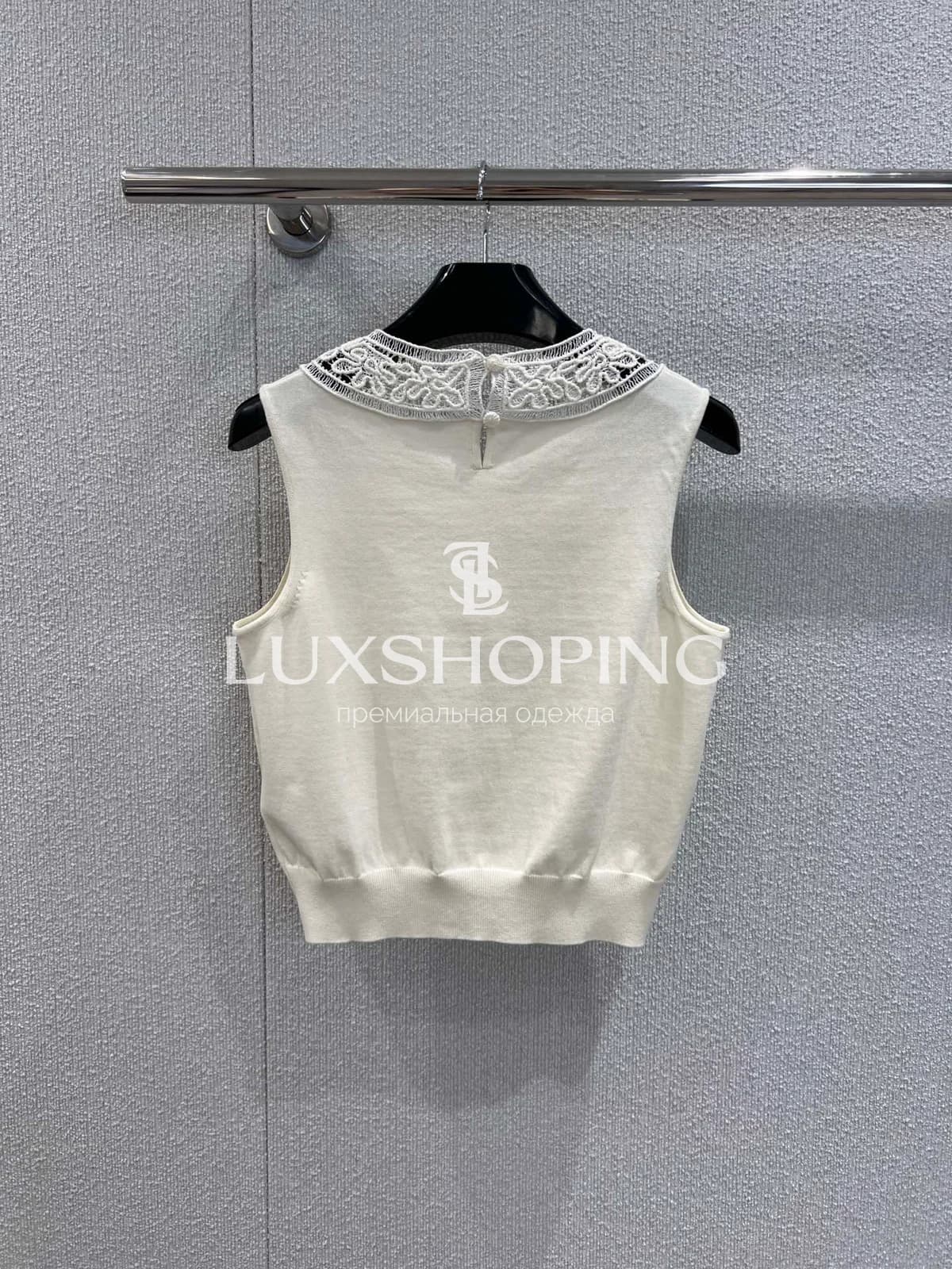 Топ Celine с кружевным воротником - фото 3