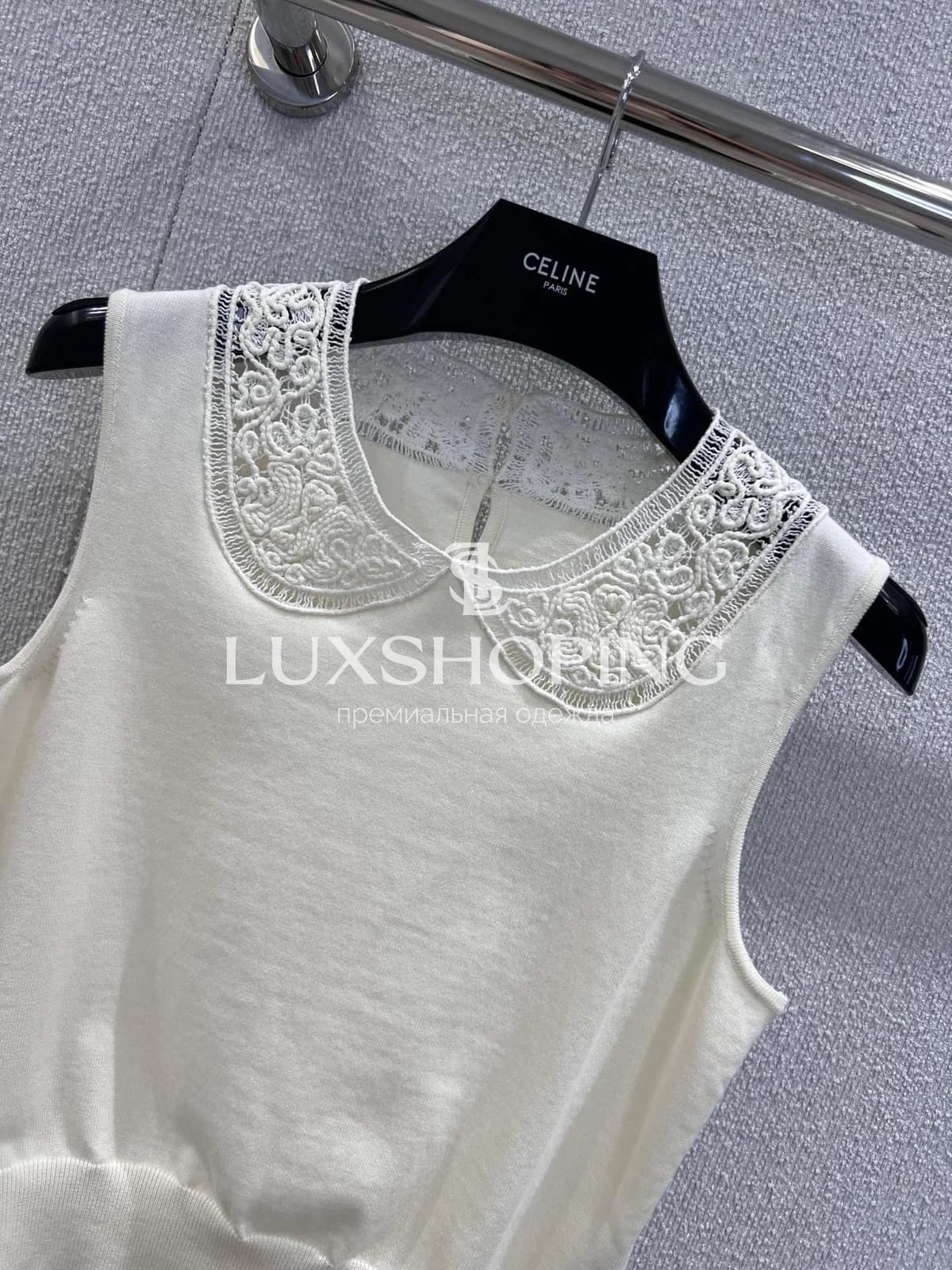 Топ Celine с кружевным воротником - фото 4