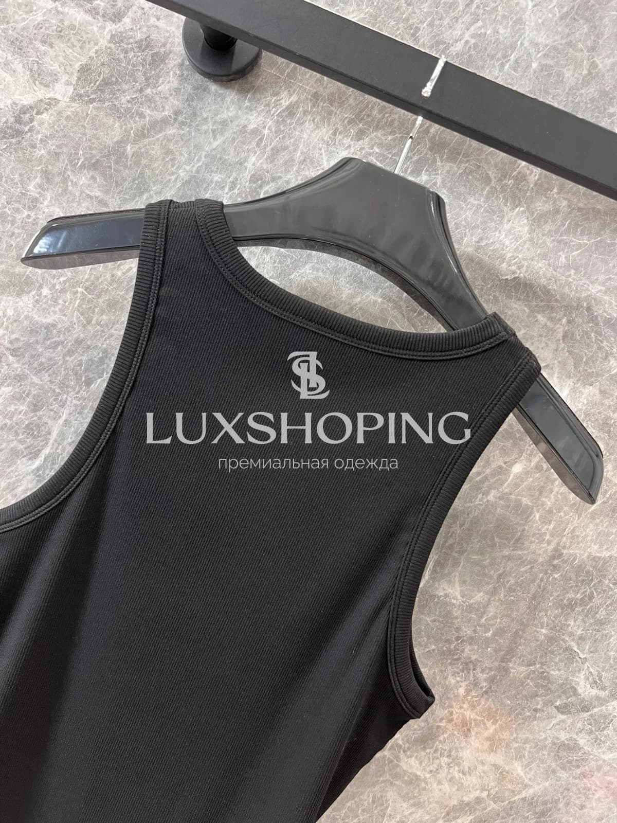 Майка Celine с вышивкой черная - фото 5