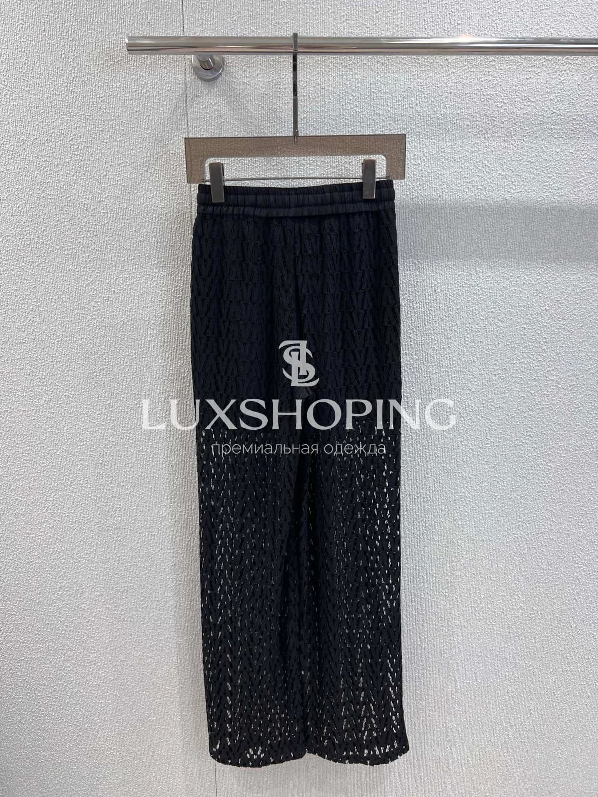 Брюки вязаные Valentino с кружевом черные - фото 3