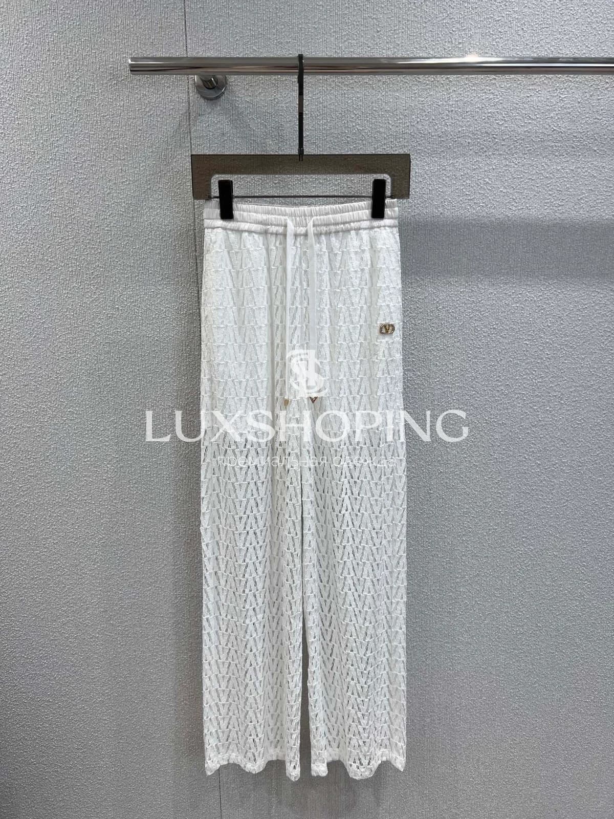 Брюки вязаные Valentino с ажуром белые - фото 2