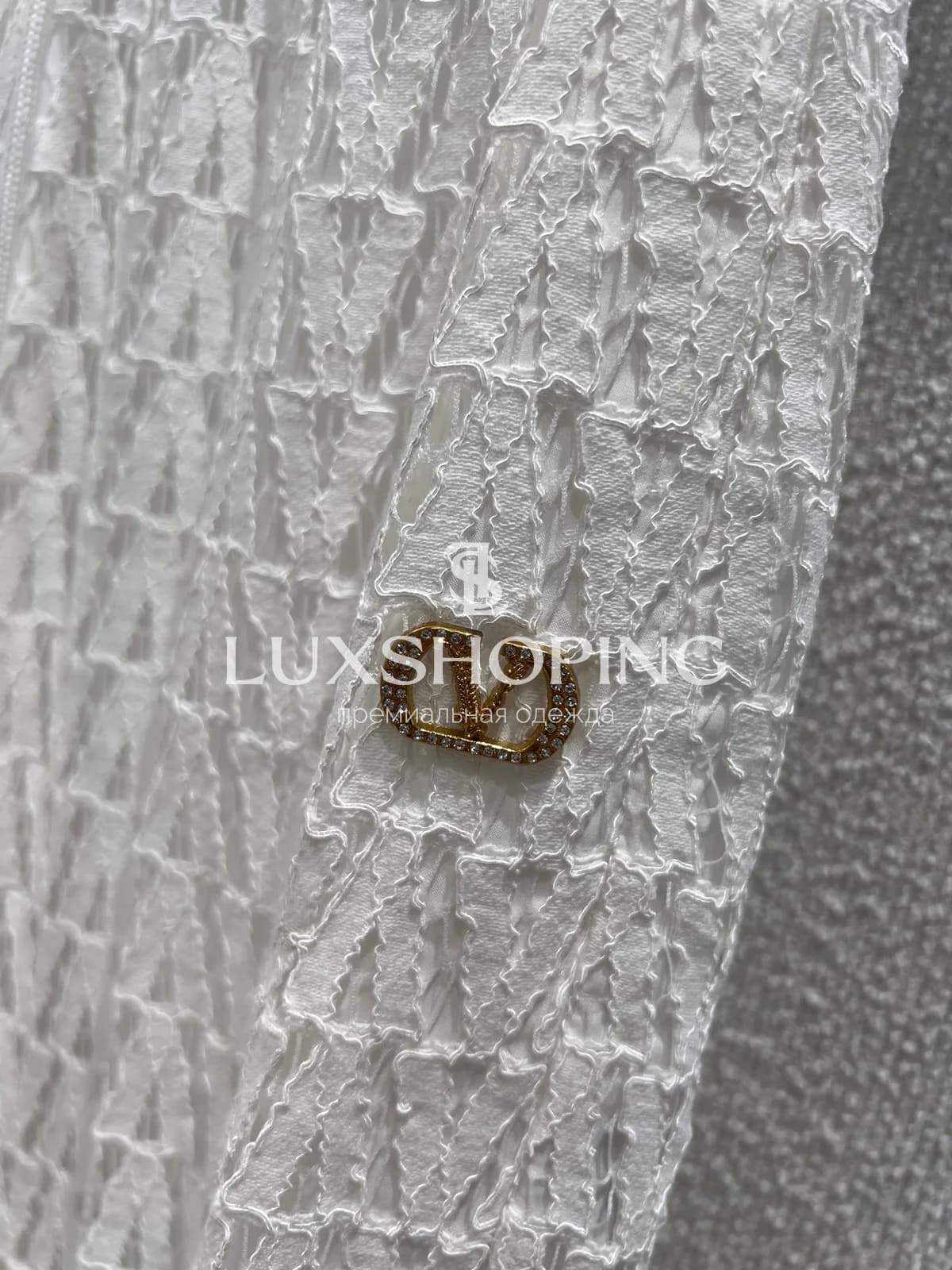 Брюки вязаные Valentino с ажуром белые - фото 6