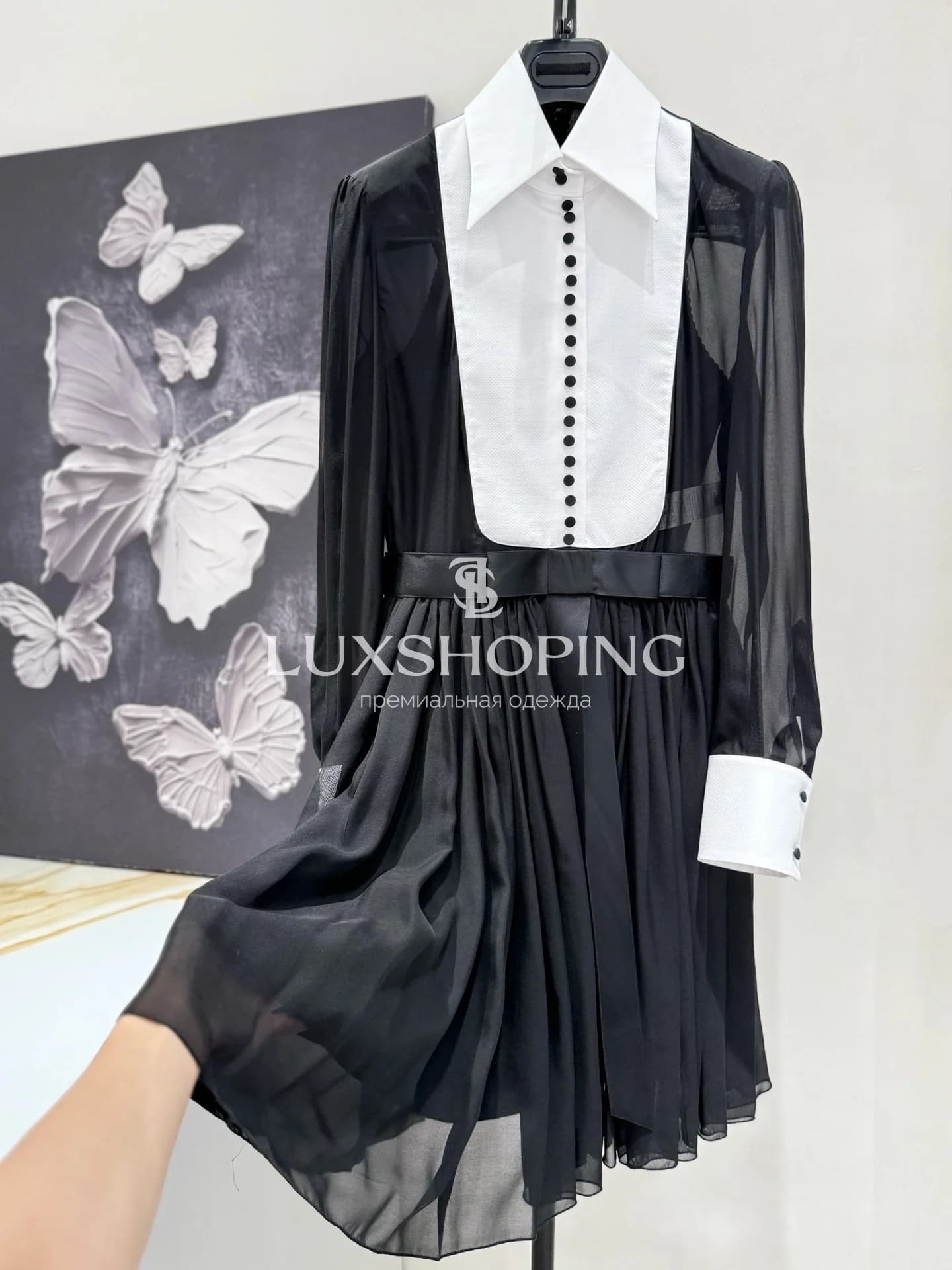 Dolce &amp; Gabbana Шелковое платье-рубашка с воротником-библо - фото 2