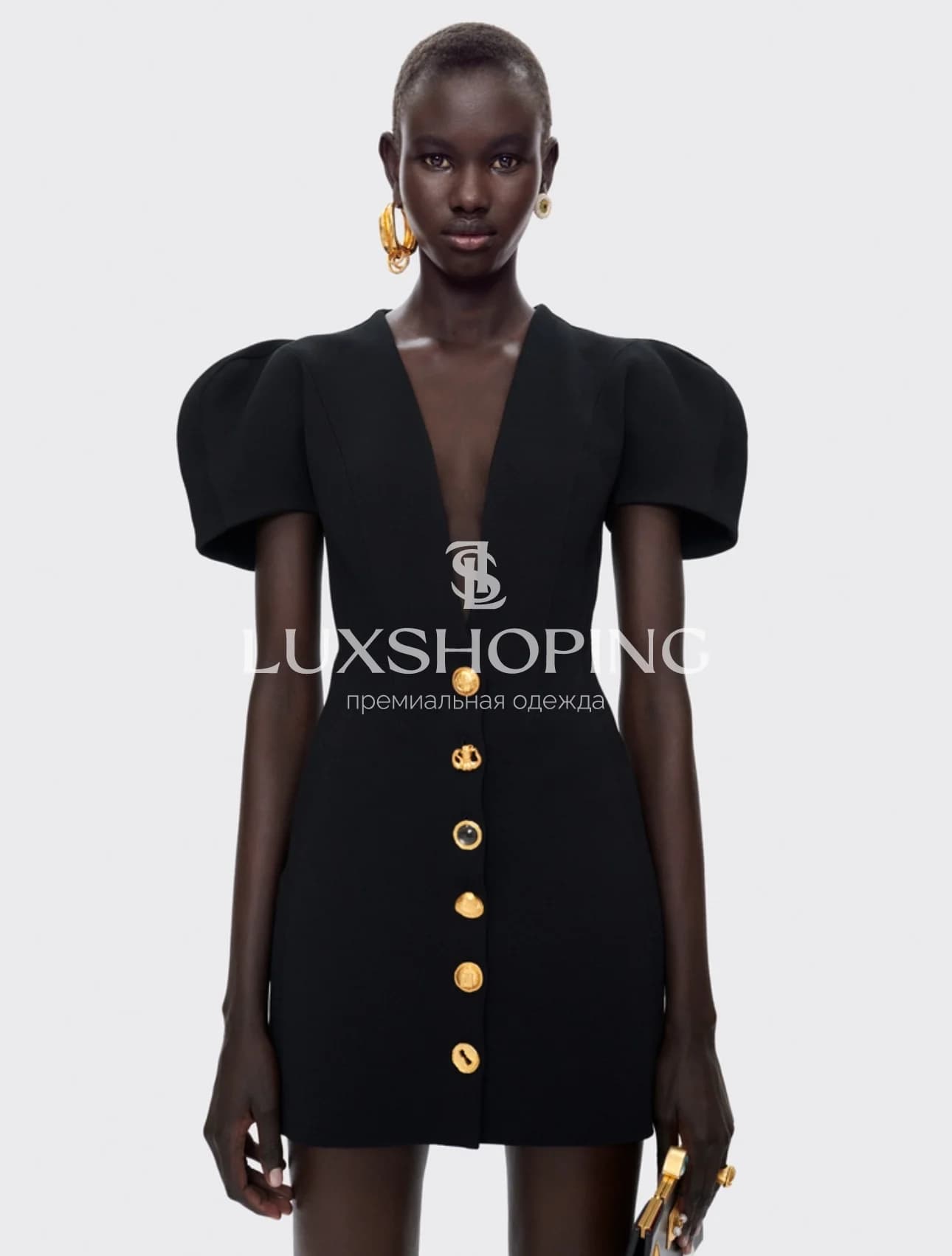 Maison Schiaparelli Элегантное платье с V-образным вырезом и объёмными рукавами - фото 2