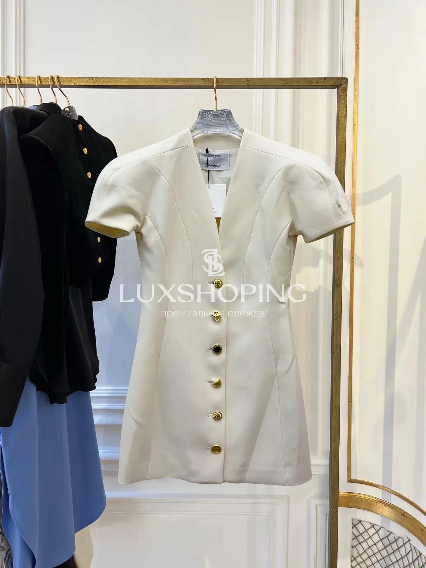 Maison Schiaparelli Элегантное платье с V-образным вырезом белое - фото 11