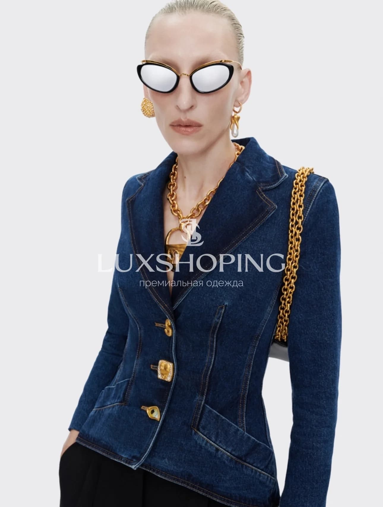 Maison Schiaparelli Джинсовый жакет с асимметричными пуговицами - фото 11