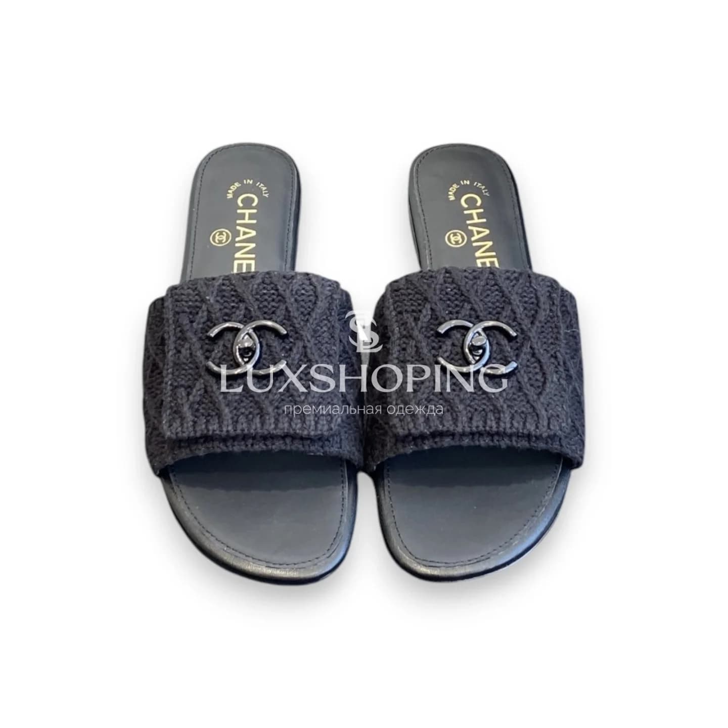 Шлепанцы Chanel Вязаный Черный Шик