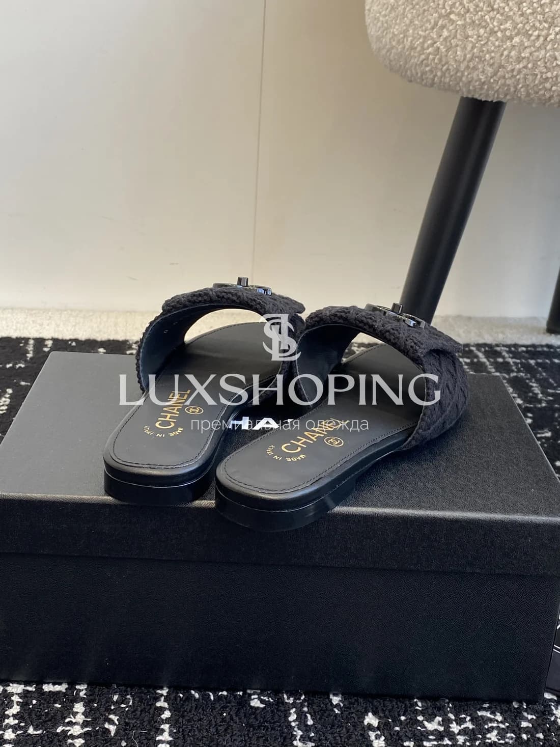Шлепанцы Chanel Вязаный Черный Шик - фото 6