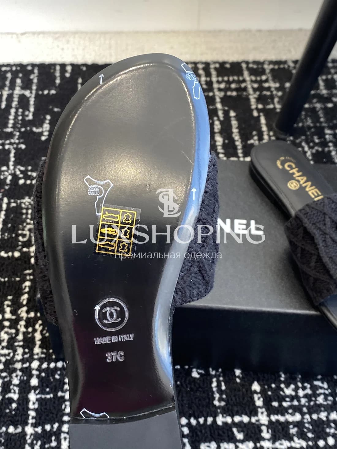 Шлепанцы Chanel Вязаный Черный Шик - фото 7