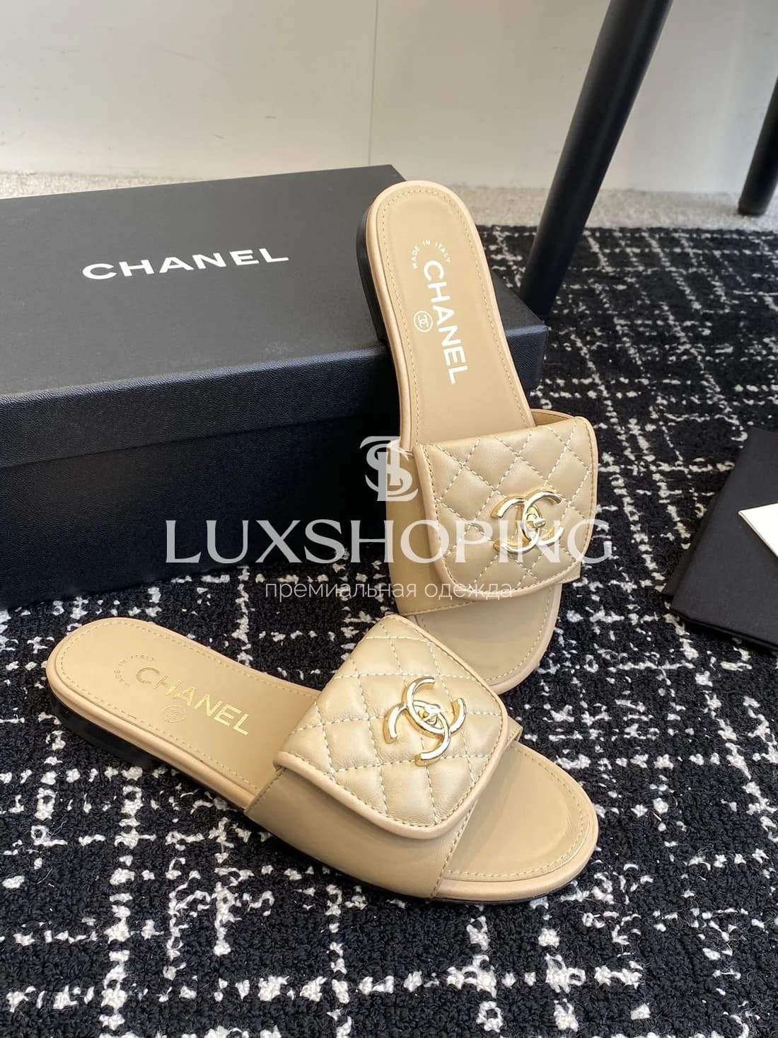 Шлепанцы Chanel Кожаный Бежевый Шик - фото 4