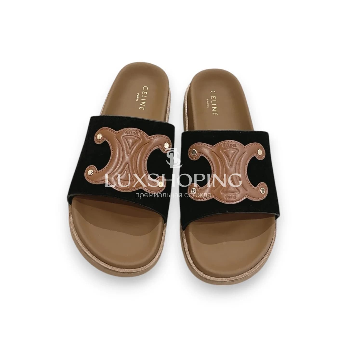 Шлепанцы Celine Лого Черный Люкс
