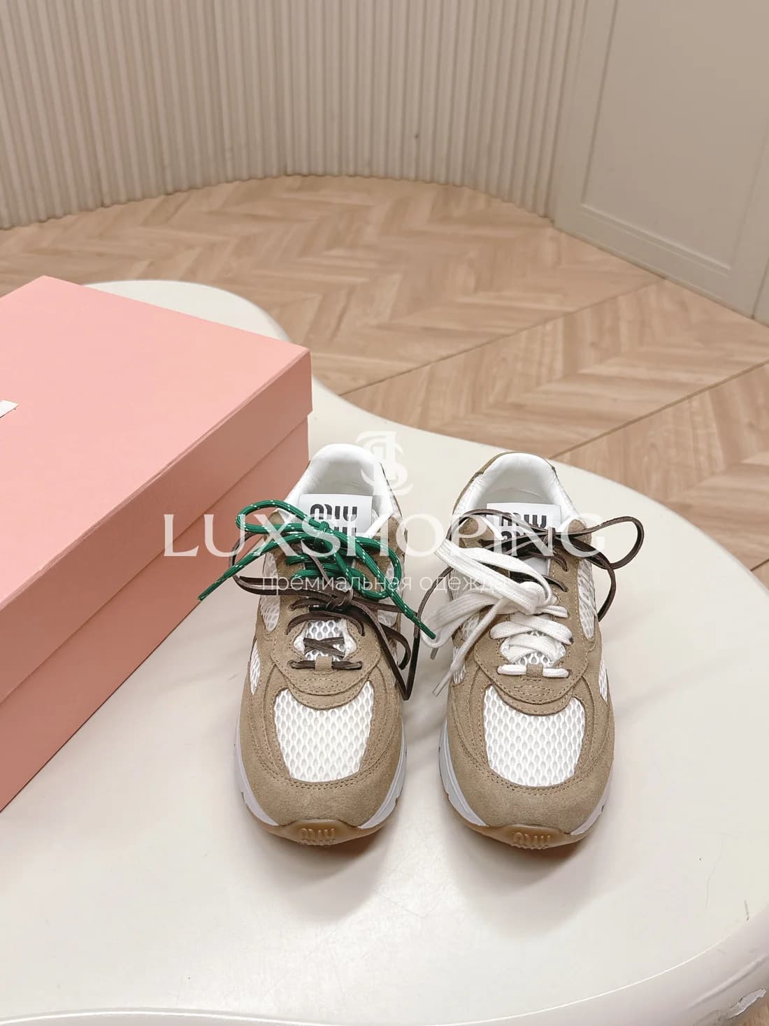 Кроссовки Miu Miu Сетчатые Бежевые - фото 2