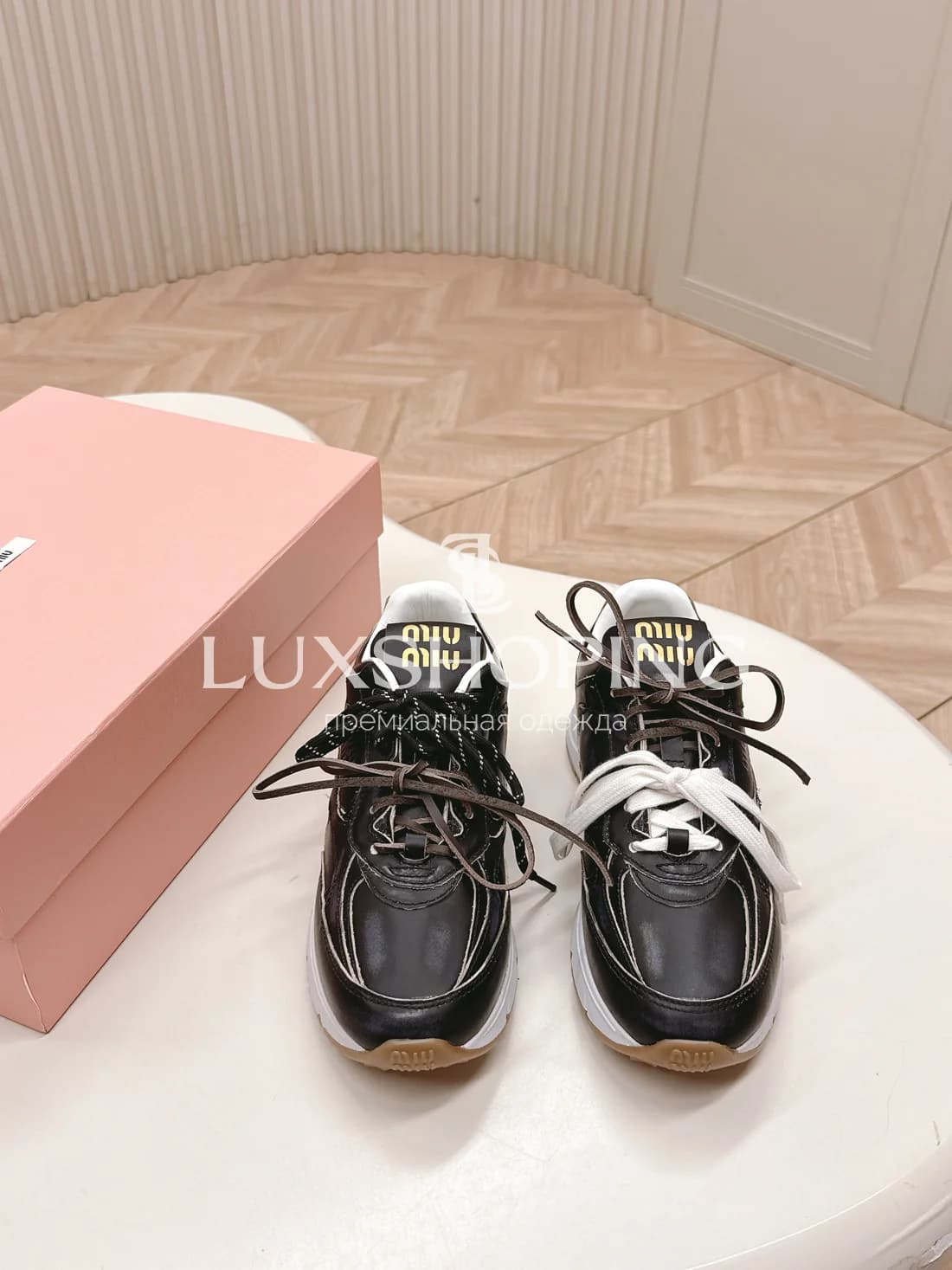 Кроссовки Miu Miu Кожаные Черные - фото 2