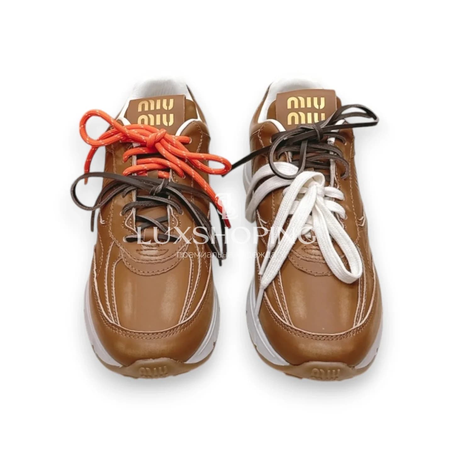 Кроссовки Miu Miu Кожаные Коричневые